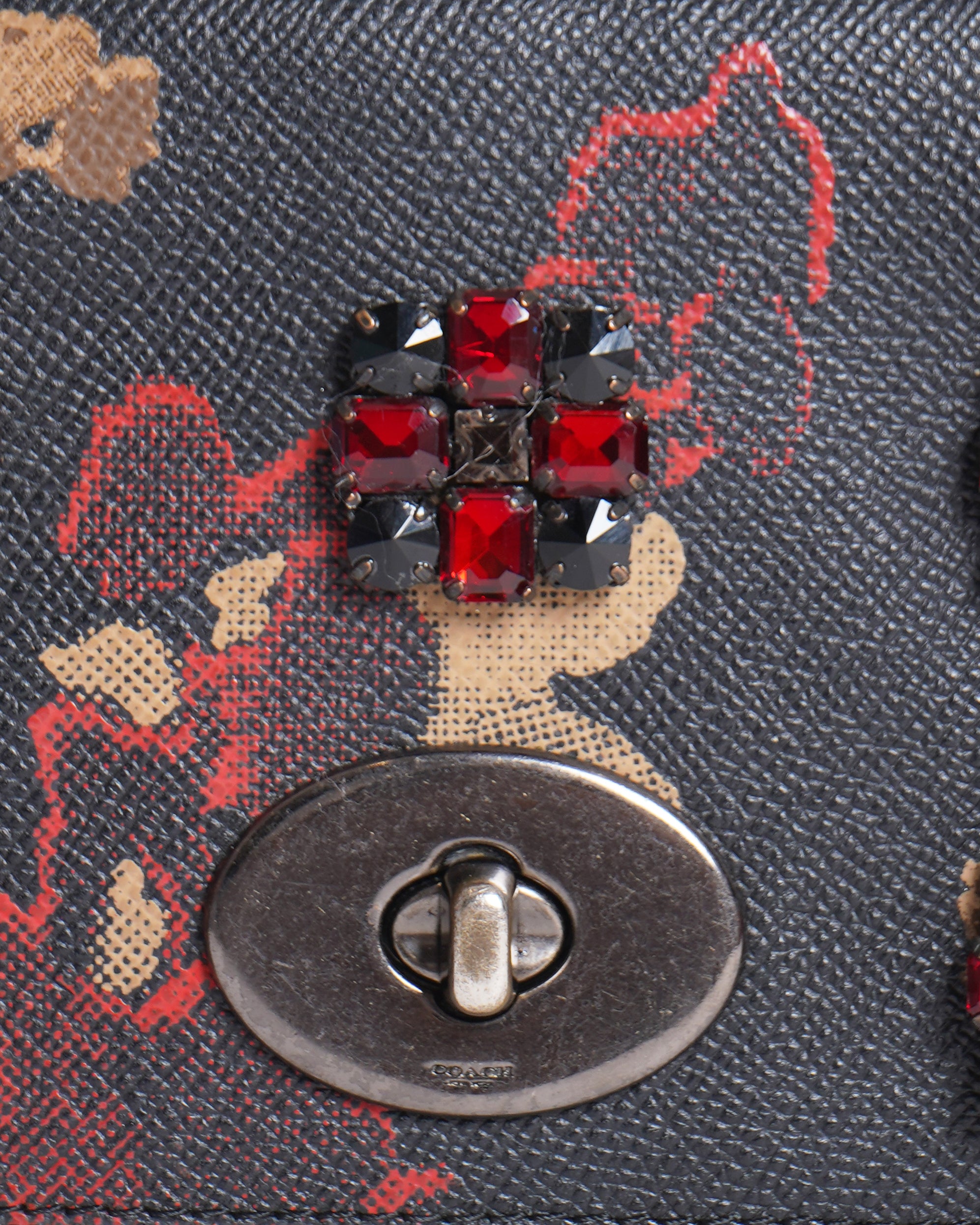 Coach jewel embellished leather convertible crossbody bag