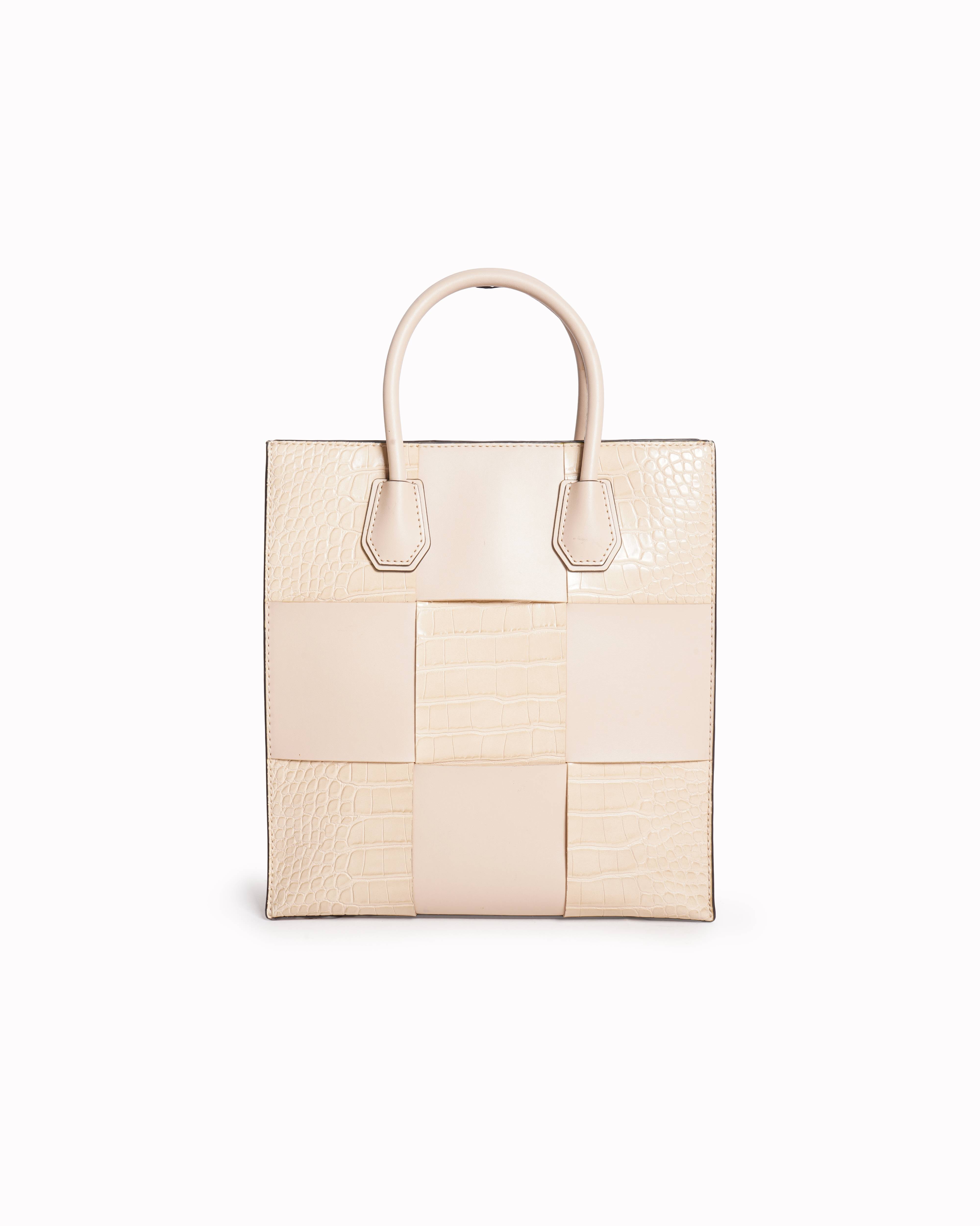 Michael Kors Beige Croc Embossed Leather Shopping Tote