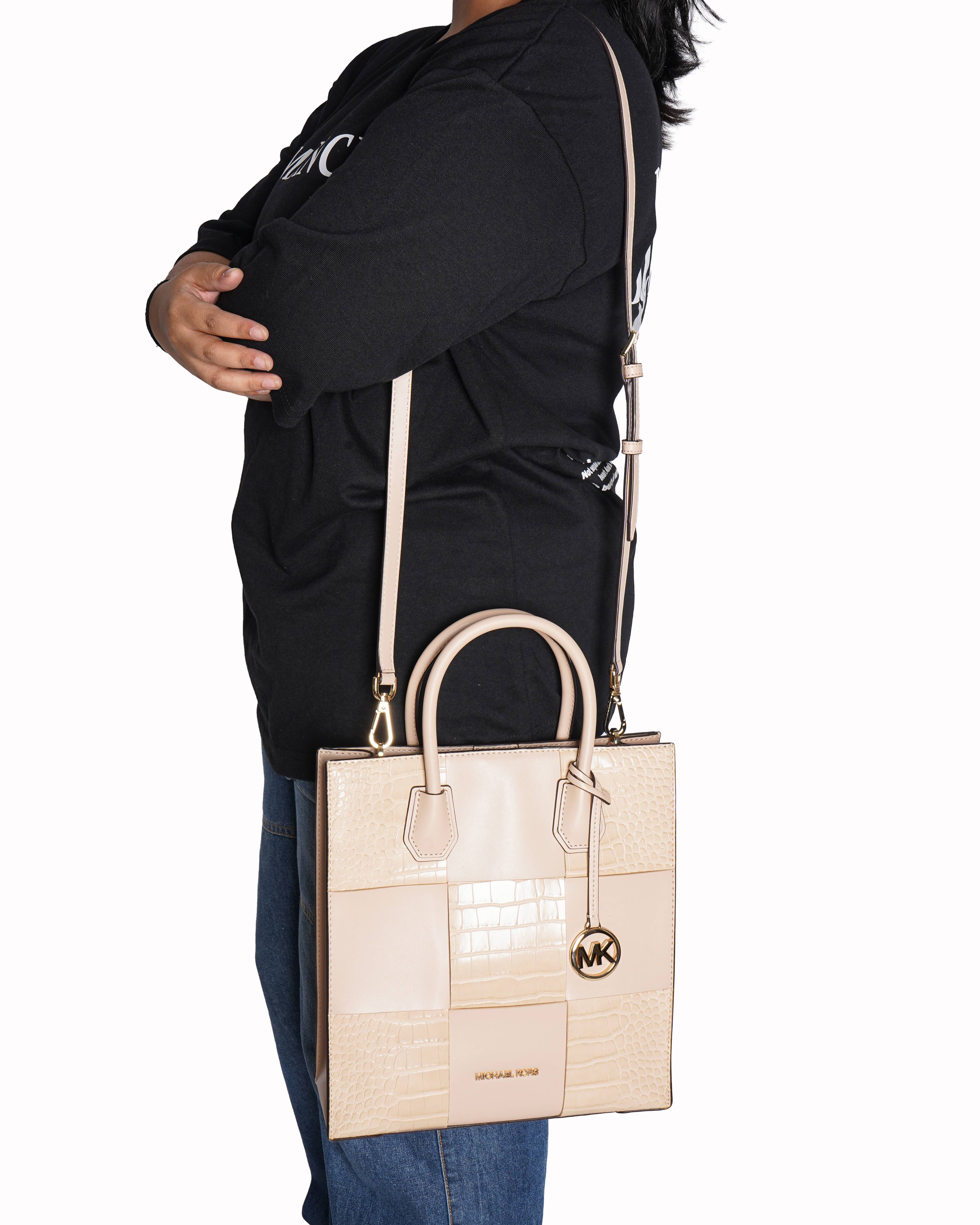 Michael Kors Beige Croc Embossed Leather Shopping Tote