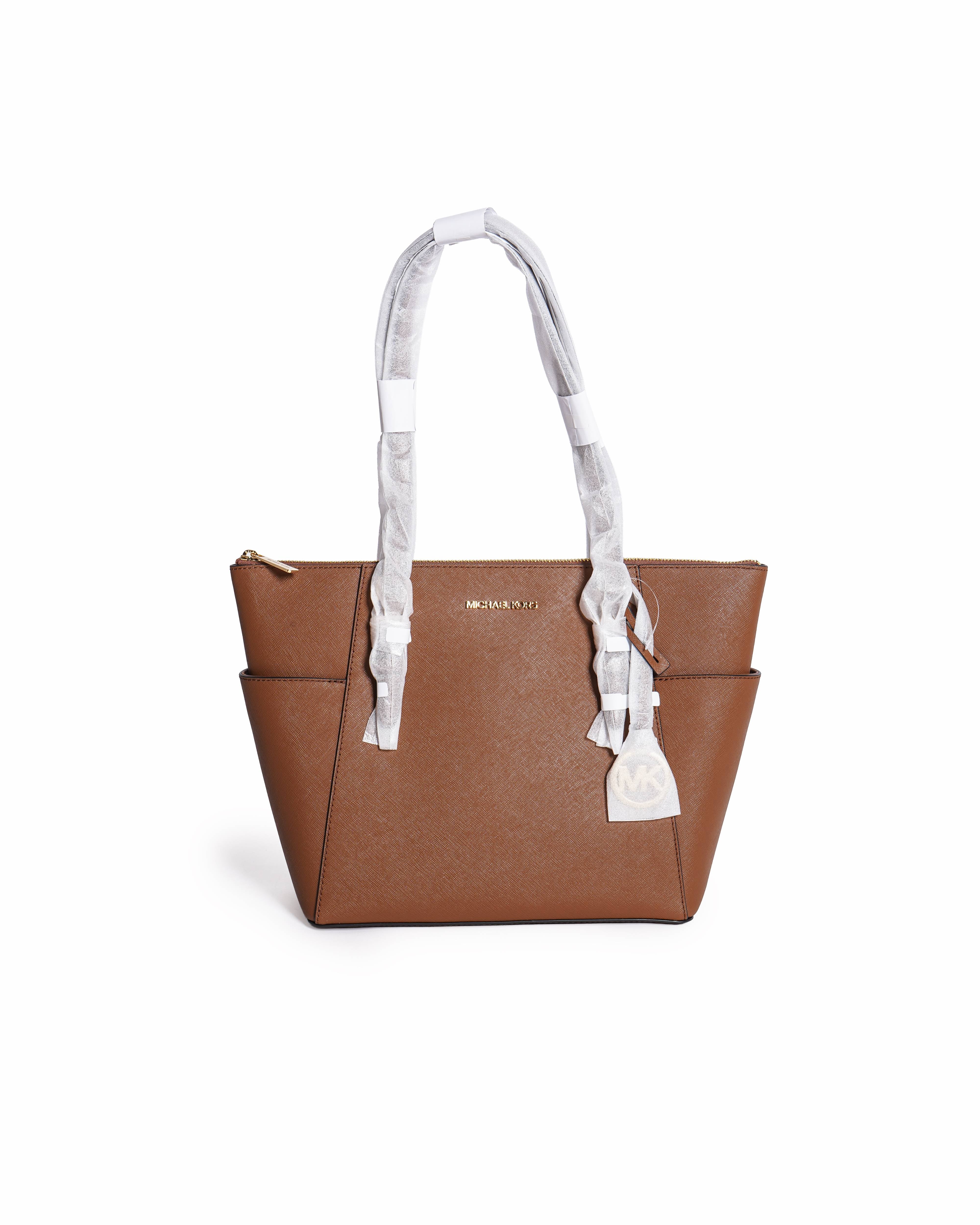 Michael Kors Charlotte Saffiano Leather Large Top-Zip Tote Bag