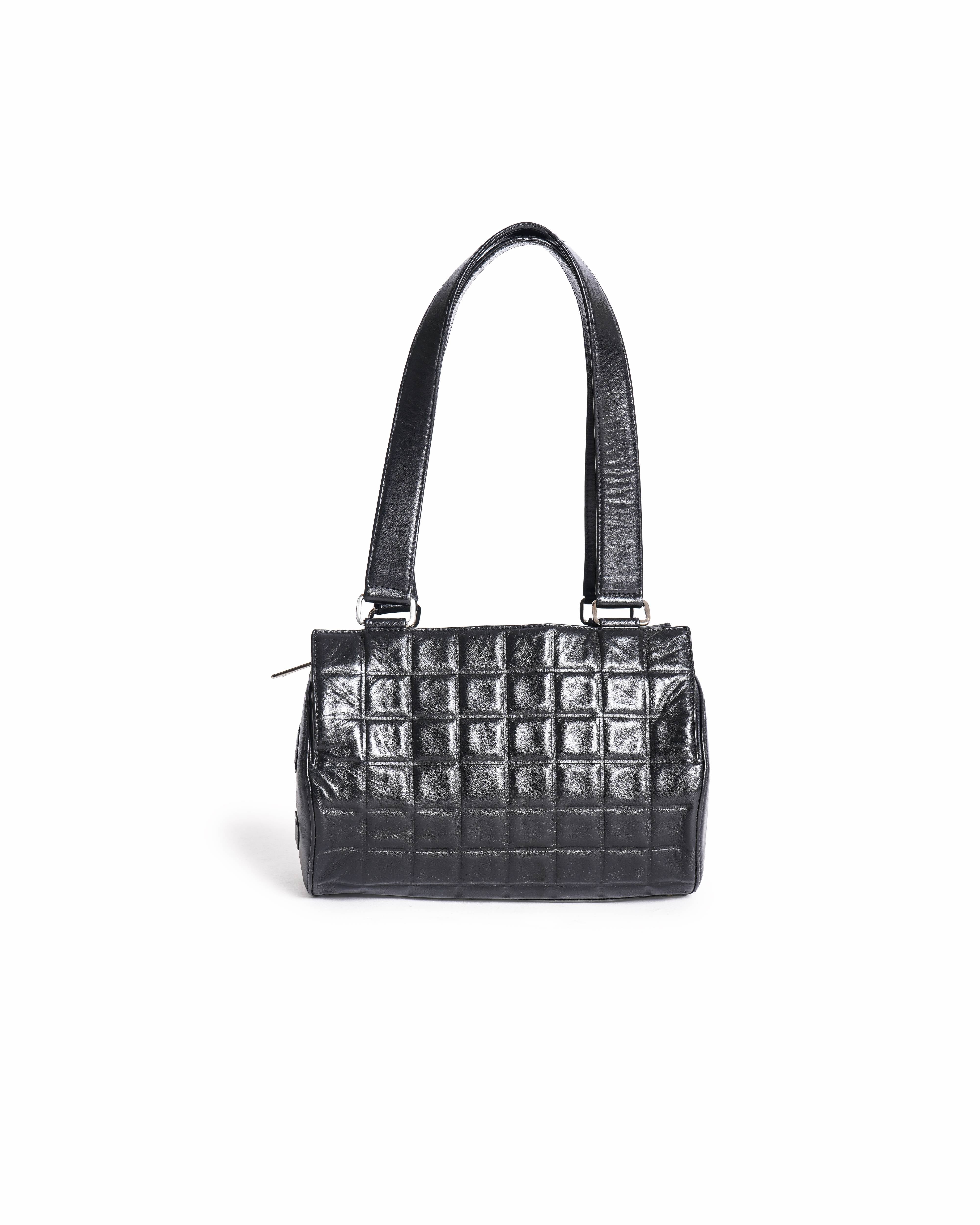 Chanel Black Leather Chocolate Bar Barrel Bag
