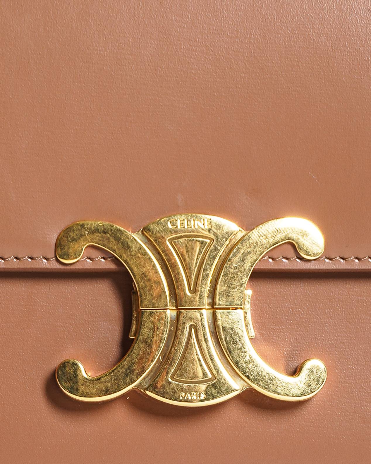 Celine Tan Small Triomphe Crossbody Bag In Natural Calfskin