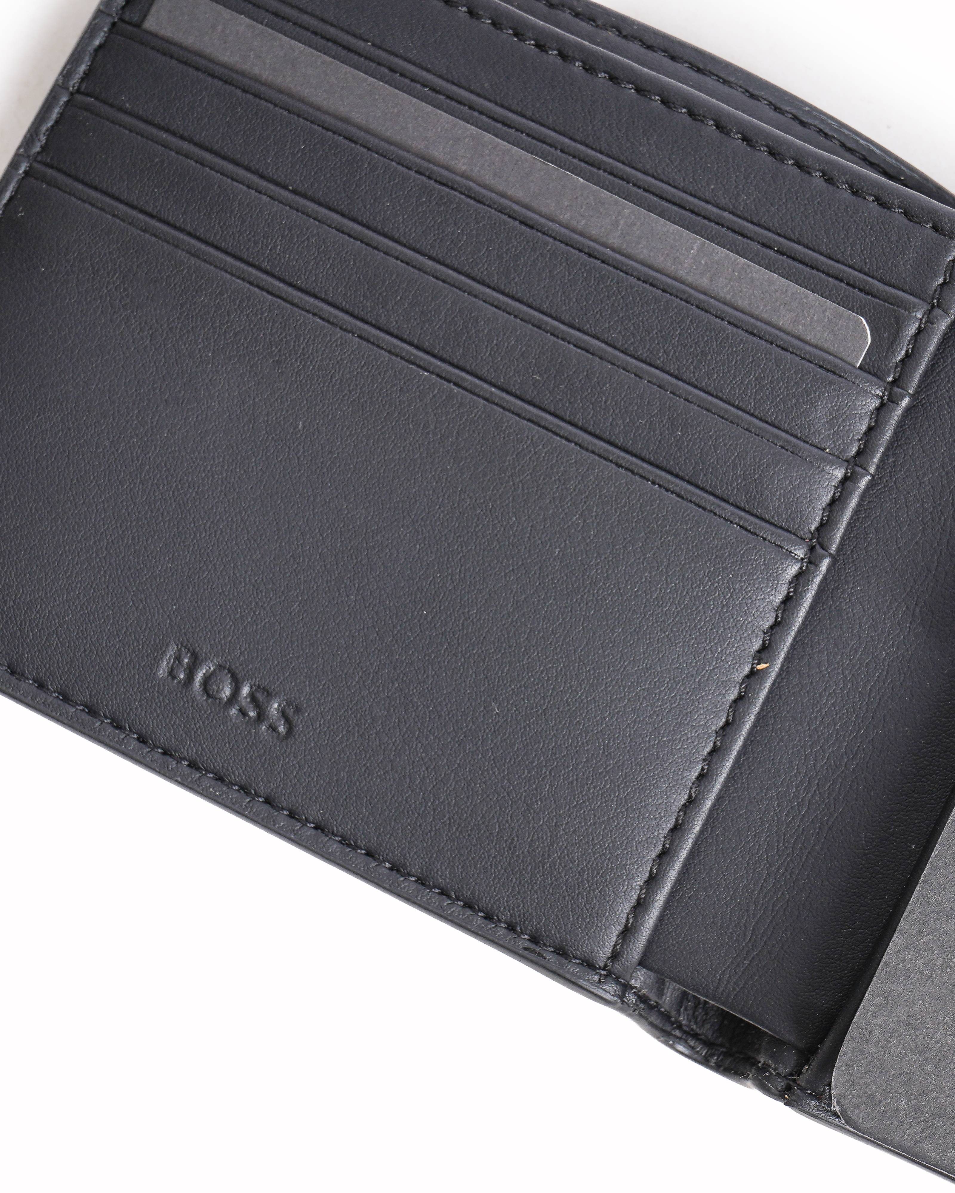 Boss Dark Navy Blue Textured Leather Men's Wallet
