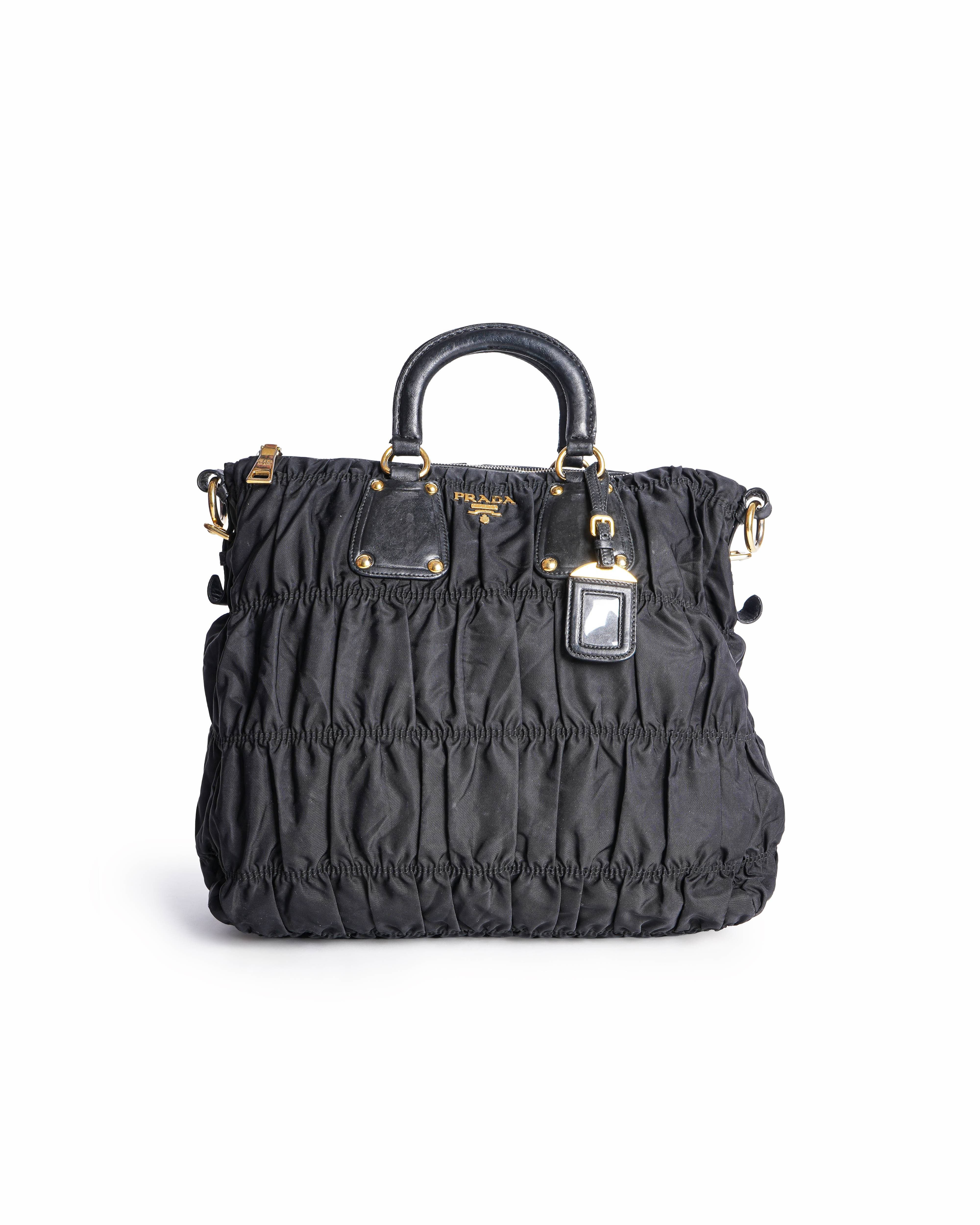 Prada Black Nylon Tessuto Gaufre Tote