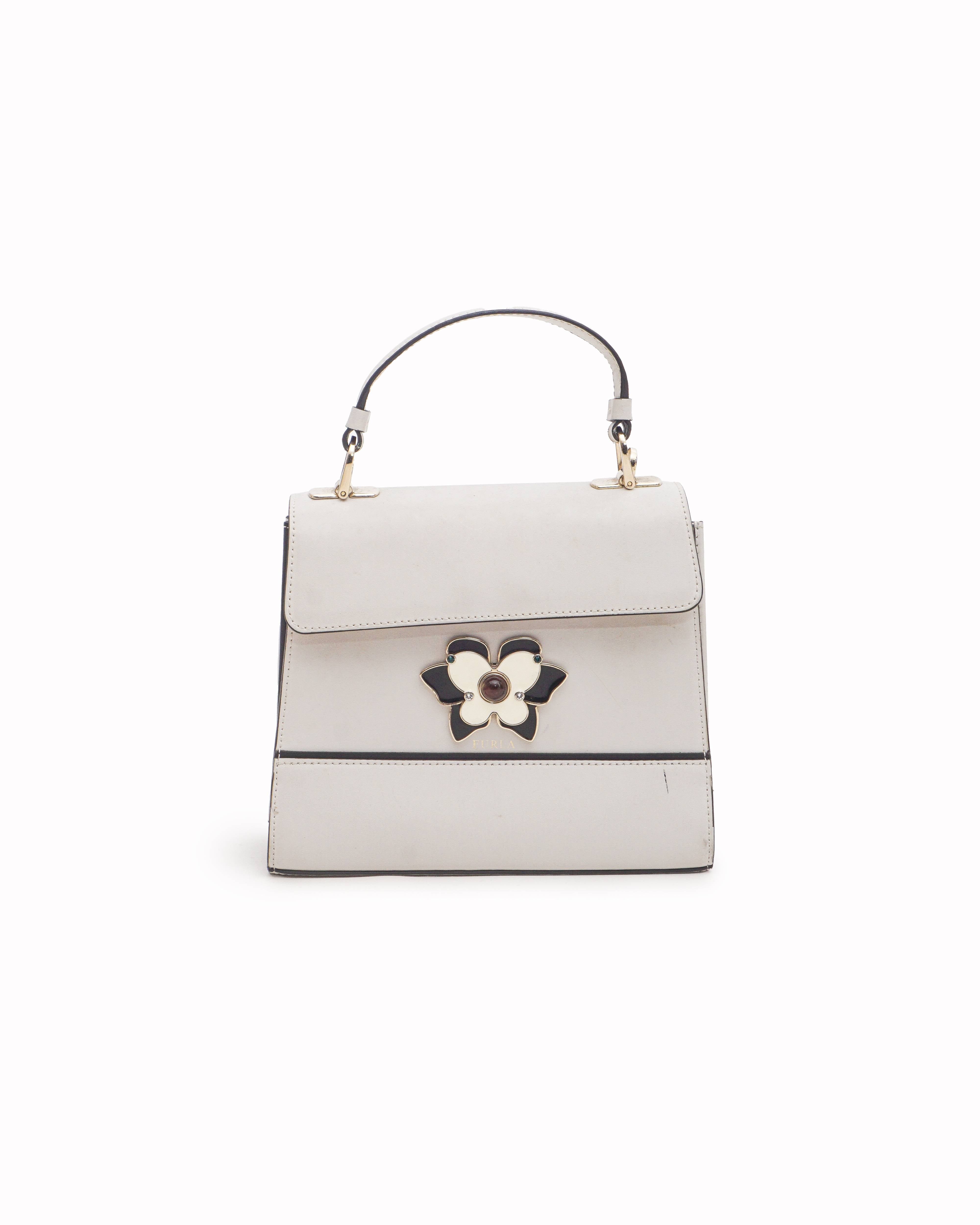 Furla Off-White Leather Mughetto Small Shoulder Bag