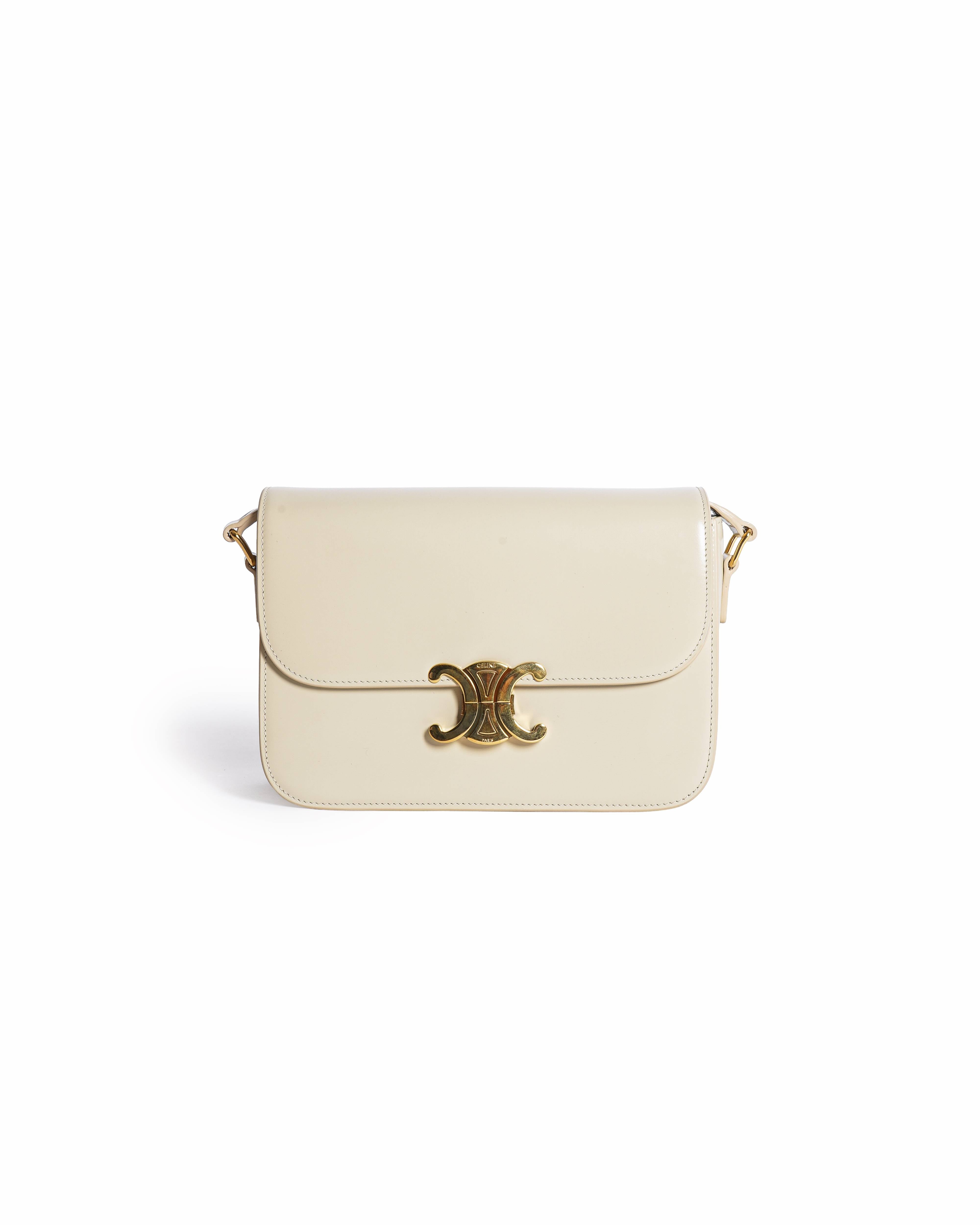 Celine Off-white Triomphe Crossbody Bag In Natural Calfskin