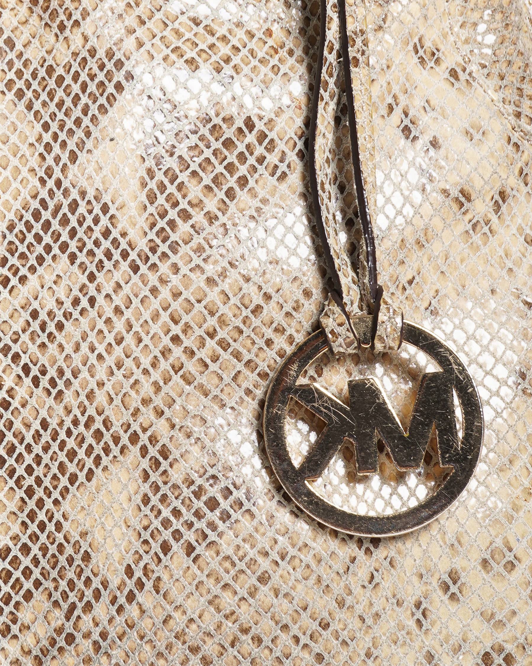 Michael kors studded snakeskin embossed leather satchel bag