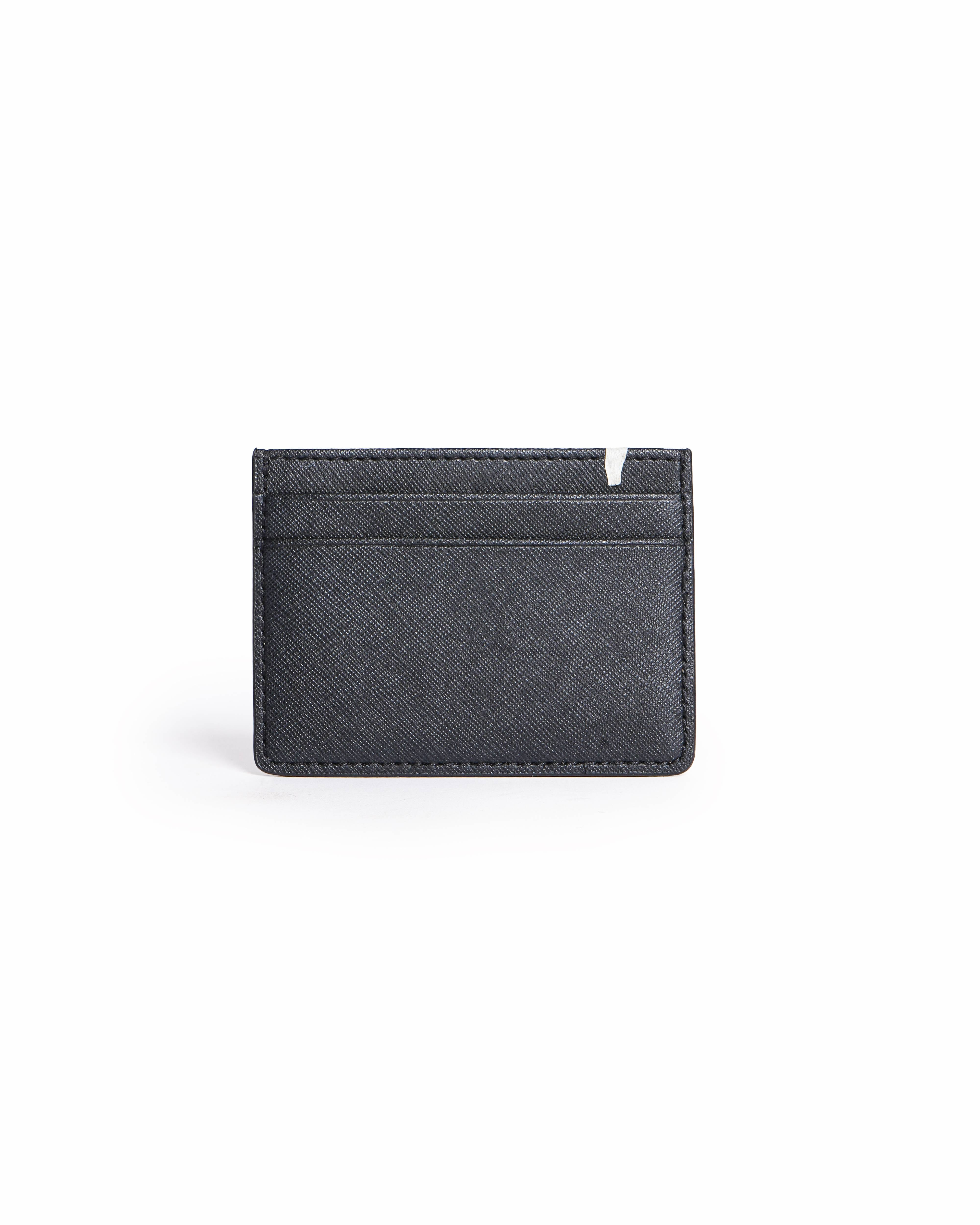 Boss Saffiano Leather Black Card Holder