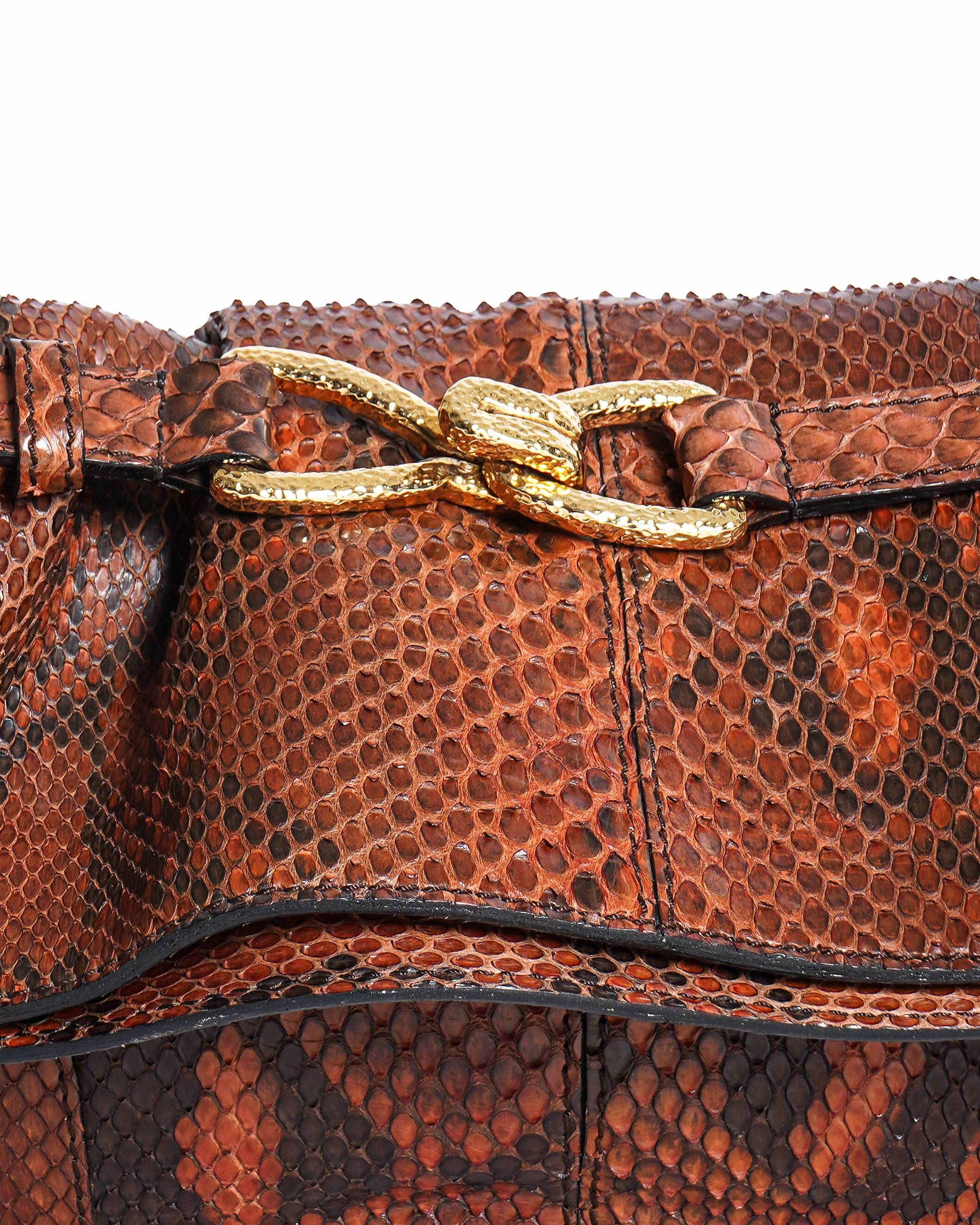 Roberto Cavalli Snakeskin Embossed Leather Clutch Bag