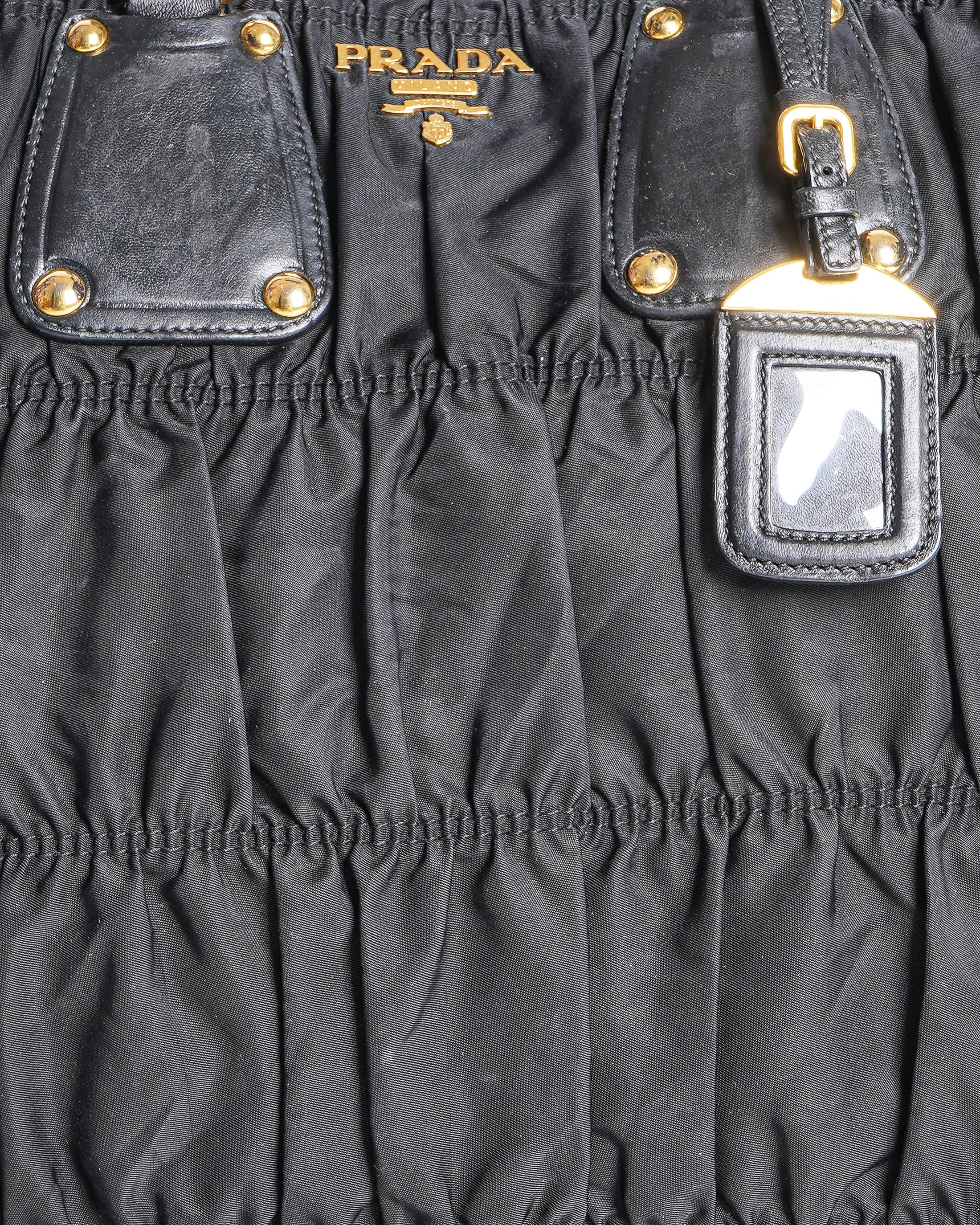 Prada Black Nylon Tessuto Gaufre Tote