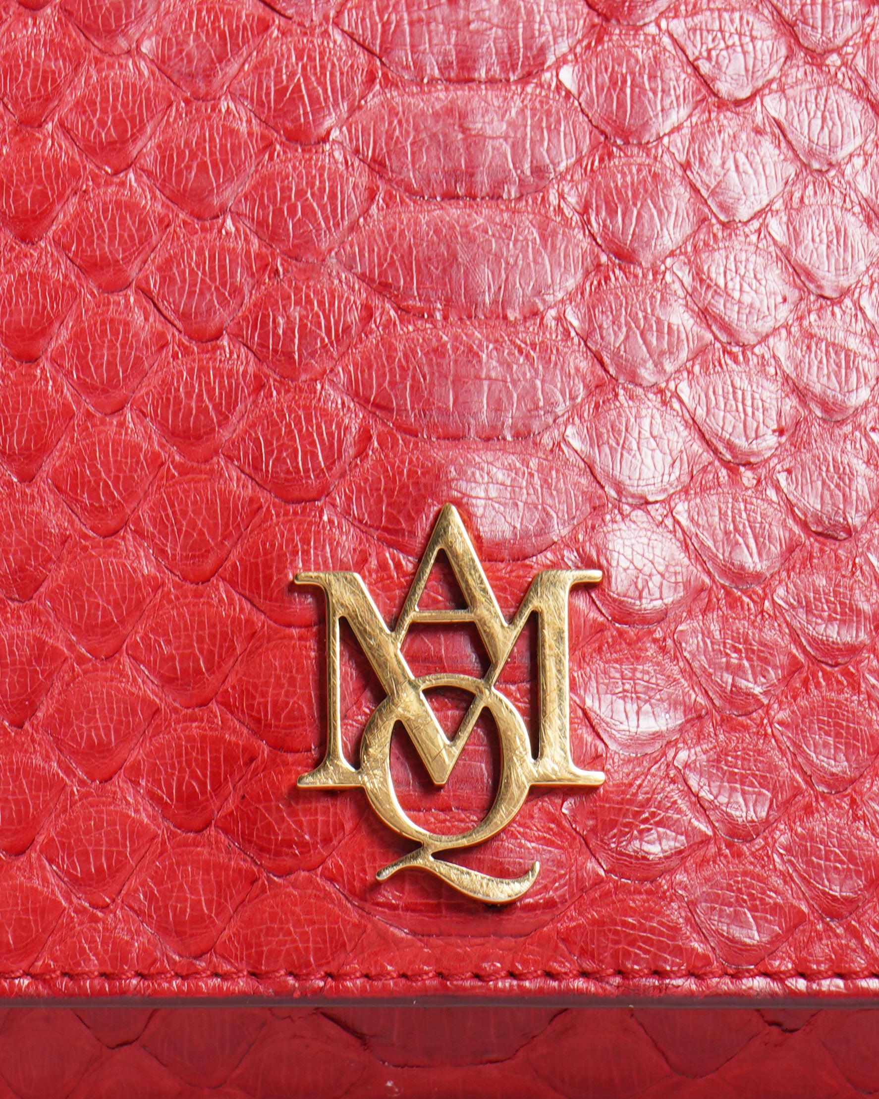Alexander McQueen red snakeskin logo crossbody bag