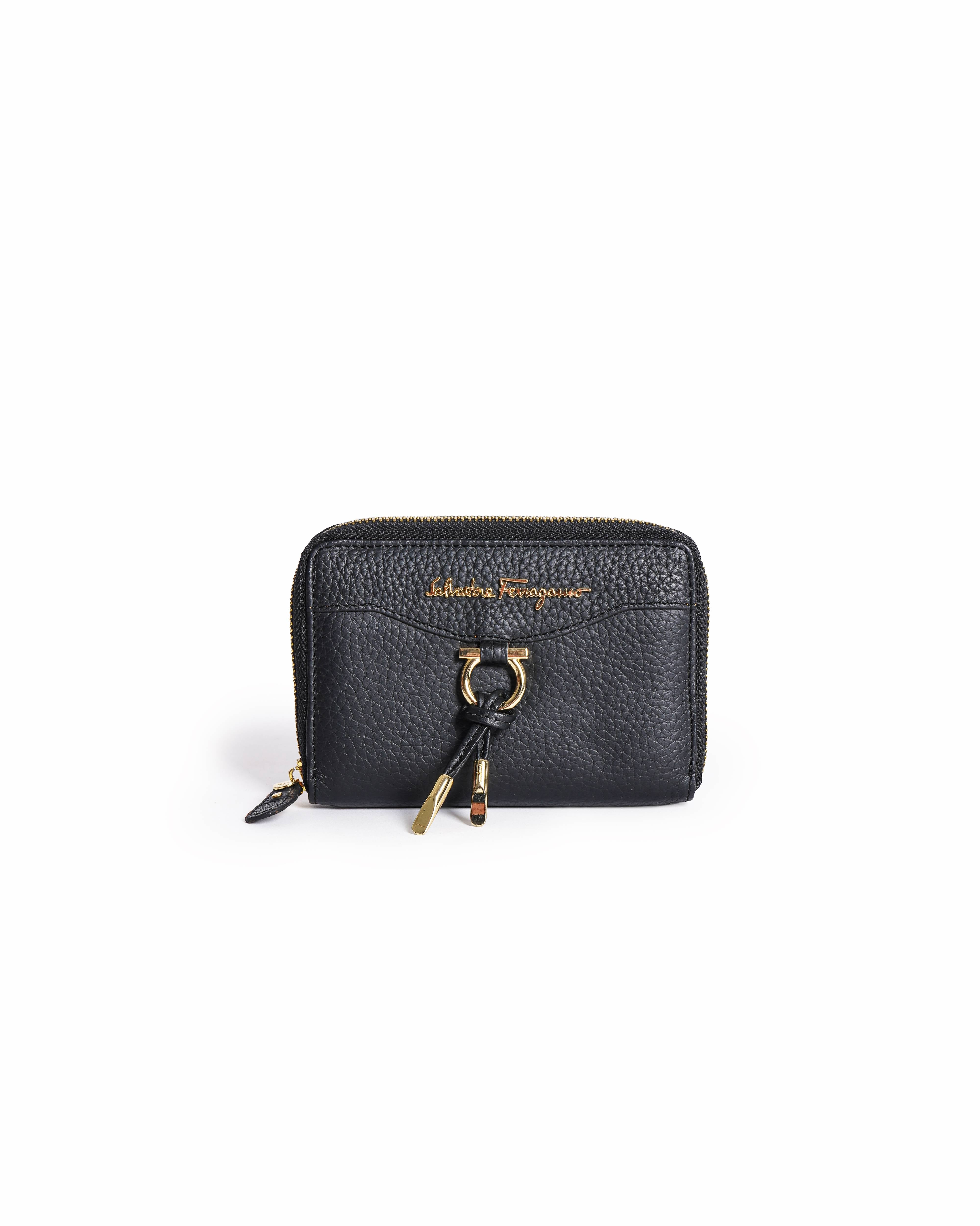 Salvatore Ferragamo Zip Around Wallet In Black