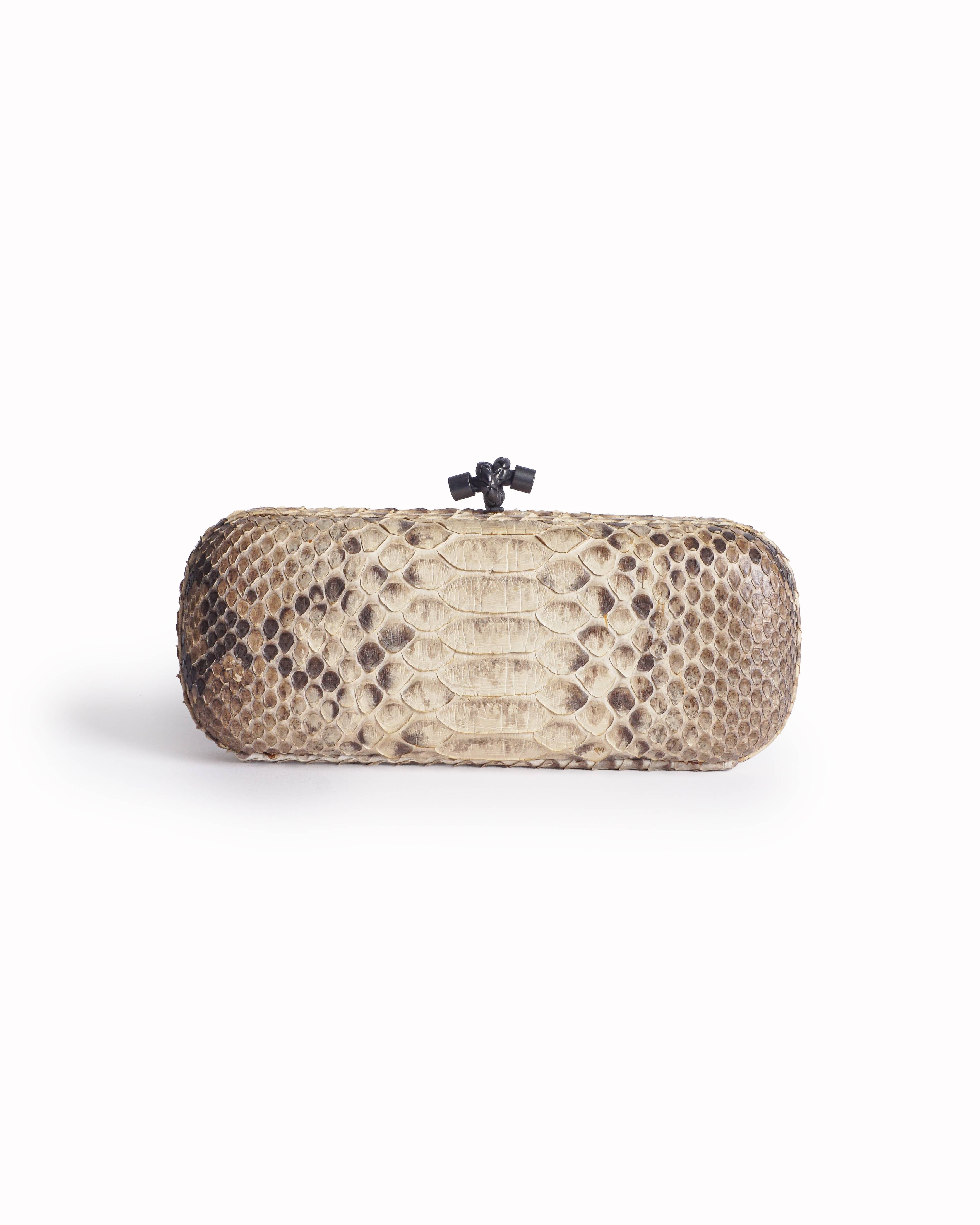 Bottega Veneta Elongated Exotic Snakeskin Knot Box Clutch Bag