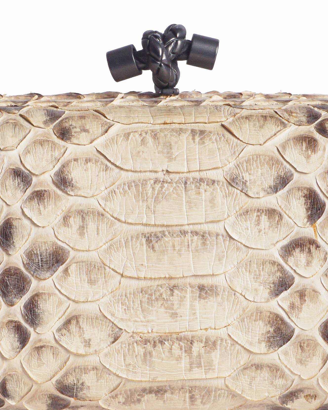 Bottega Veneta Elongated Exotic Snakeskin Knot Box Clutch Bag