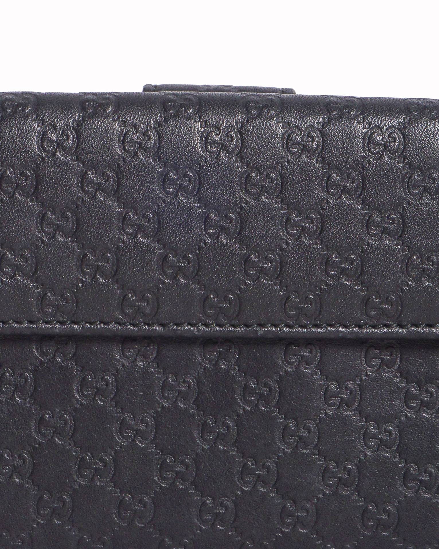 Gucci Guccissima Black Leather Continental Flap Wallet