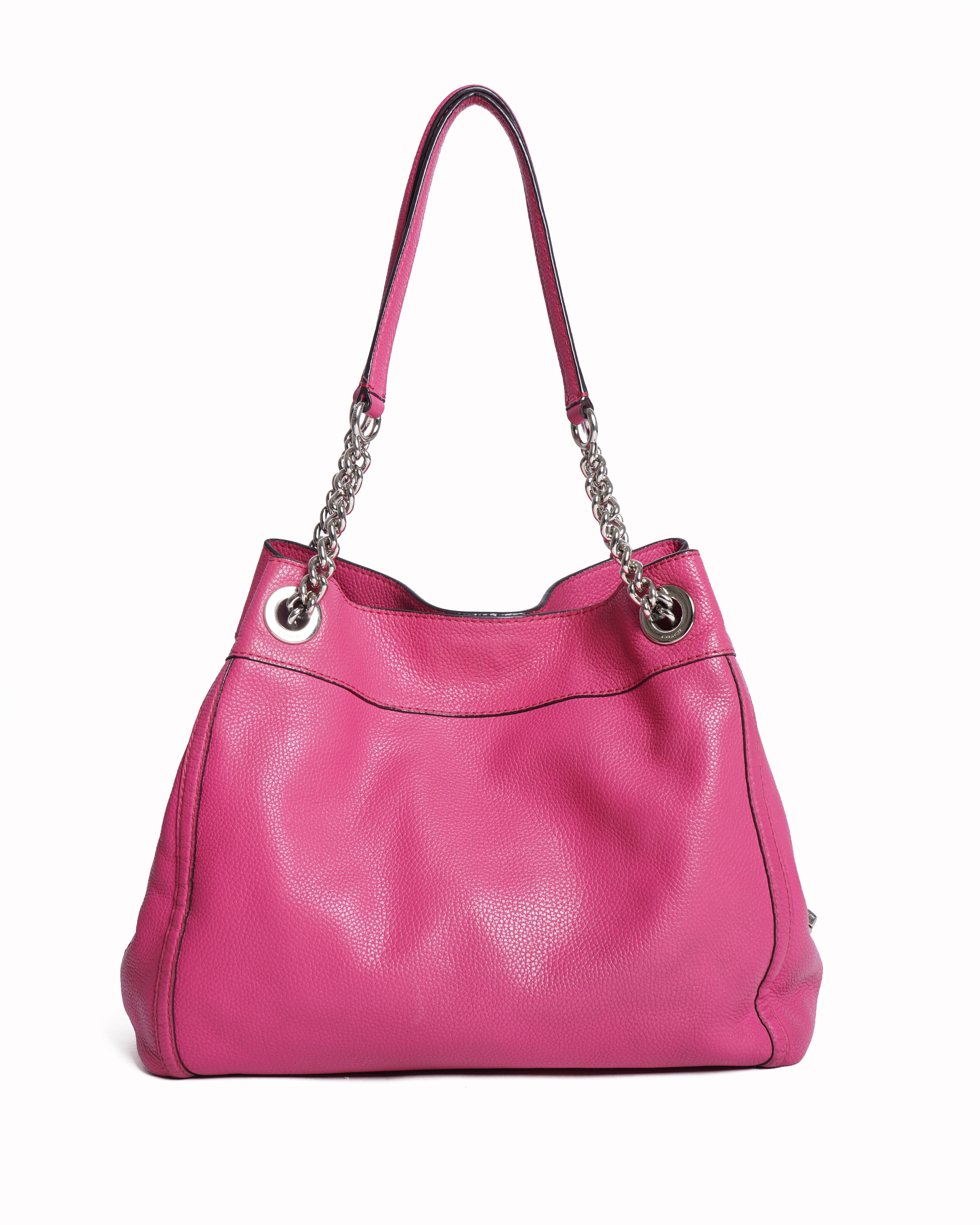 Coach Edue Turnlock chain pebble bag in hot pink