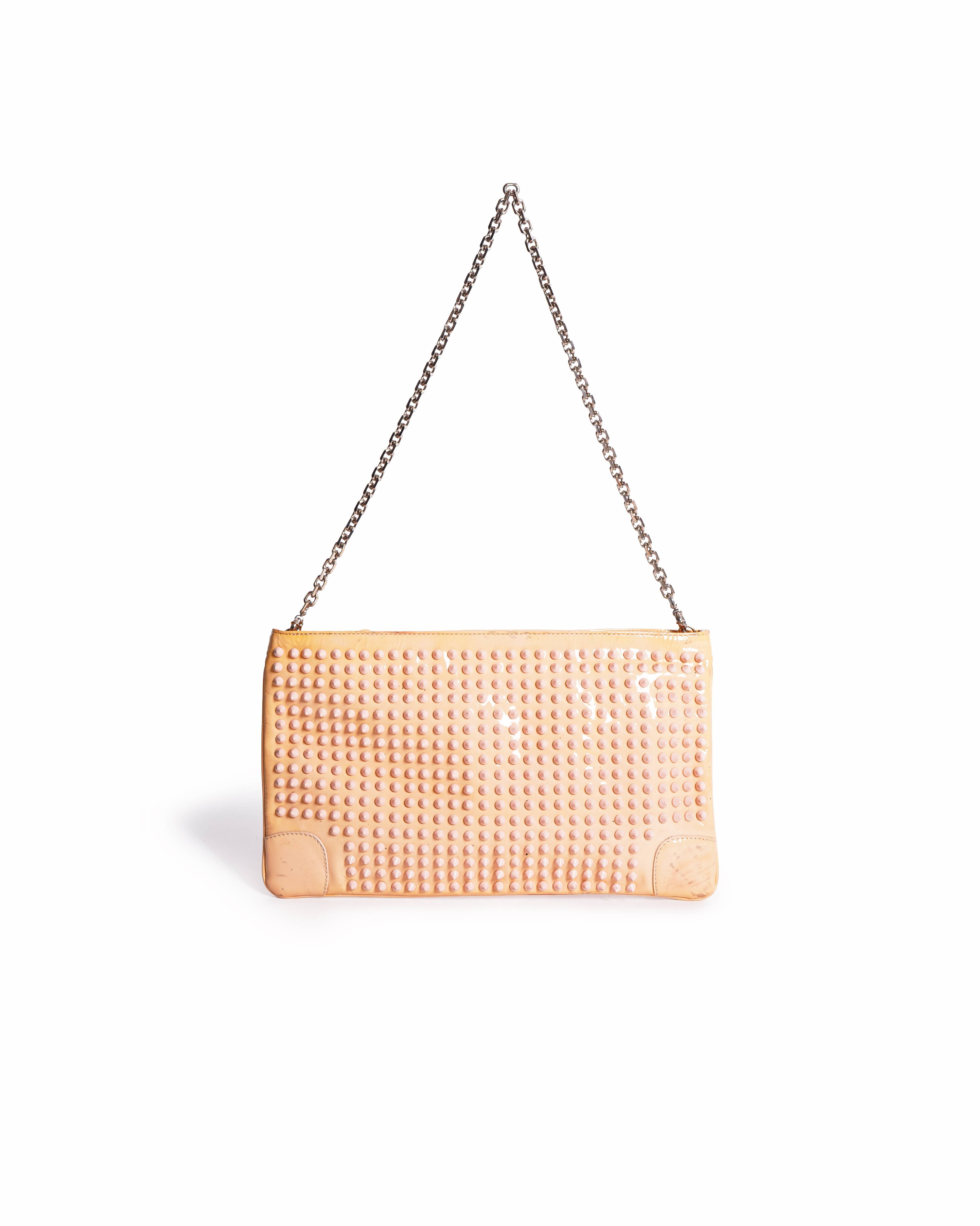 Christian Louboutin Patent Leather Studded Clutch Bag