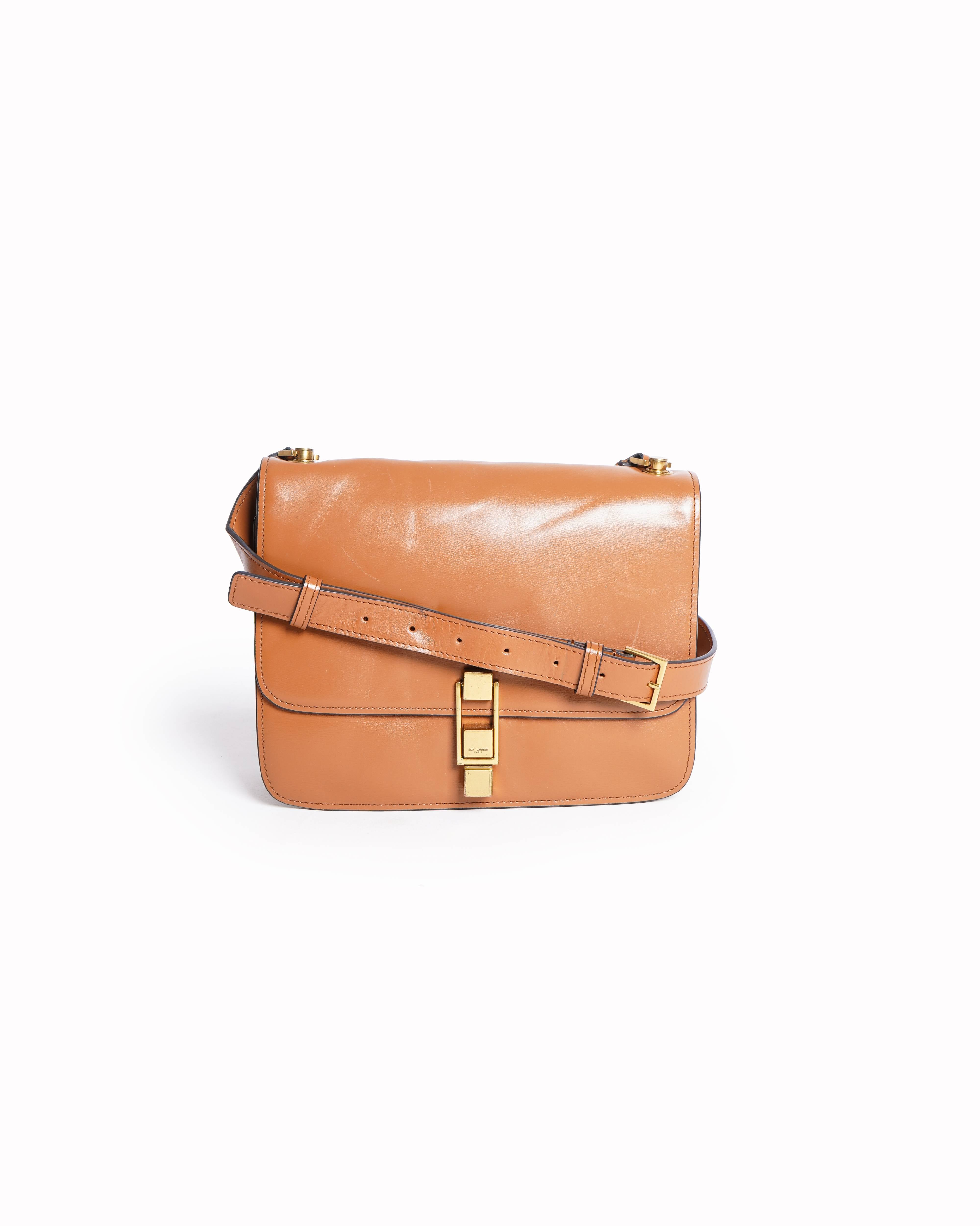 Saint Laurent Tan Leather Le Carré Shoulder Bag