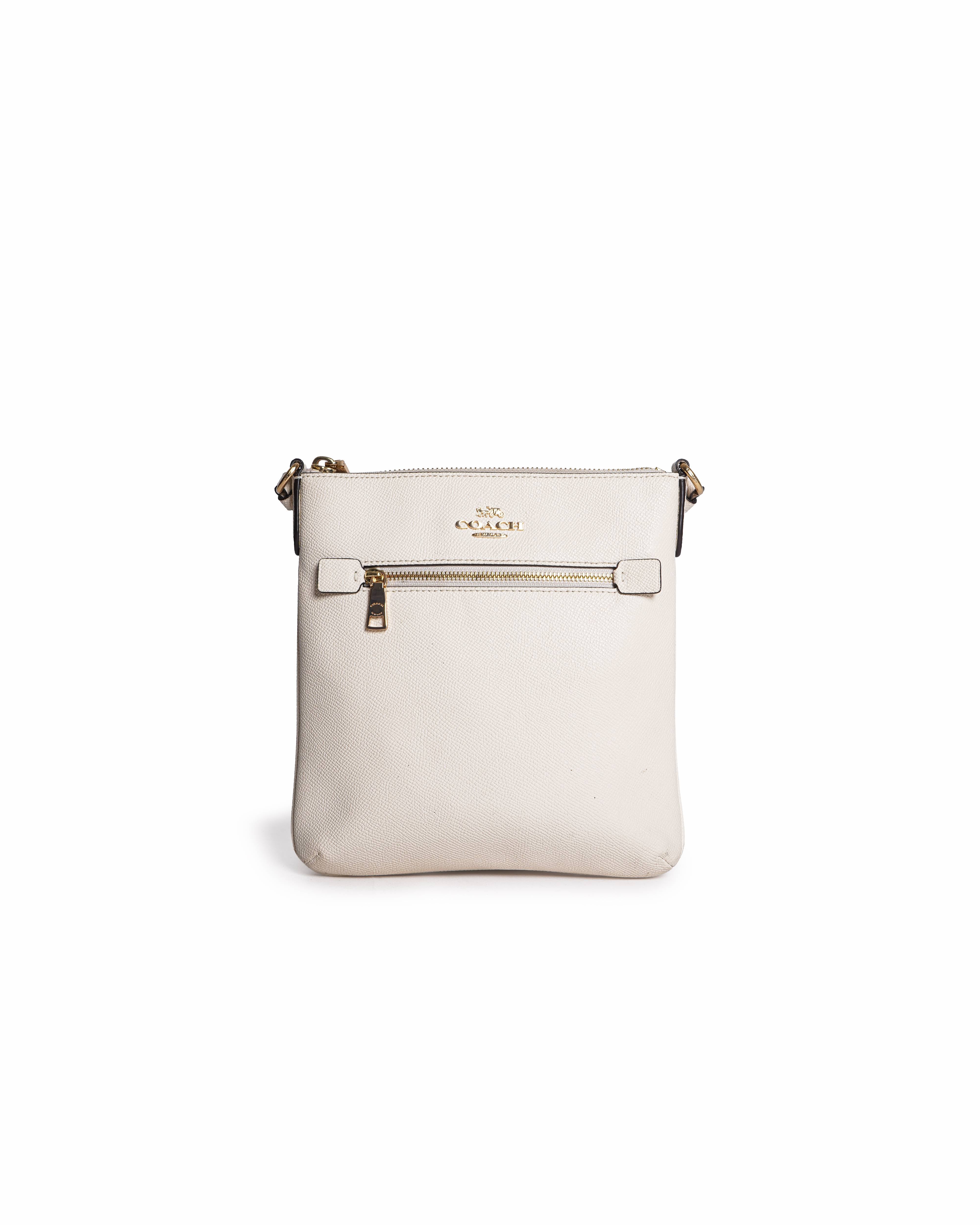 Coach White Leather File Messenger Crossbody Bag
