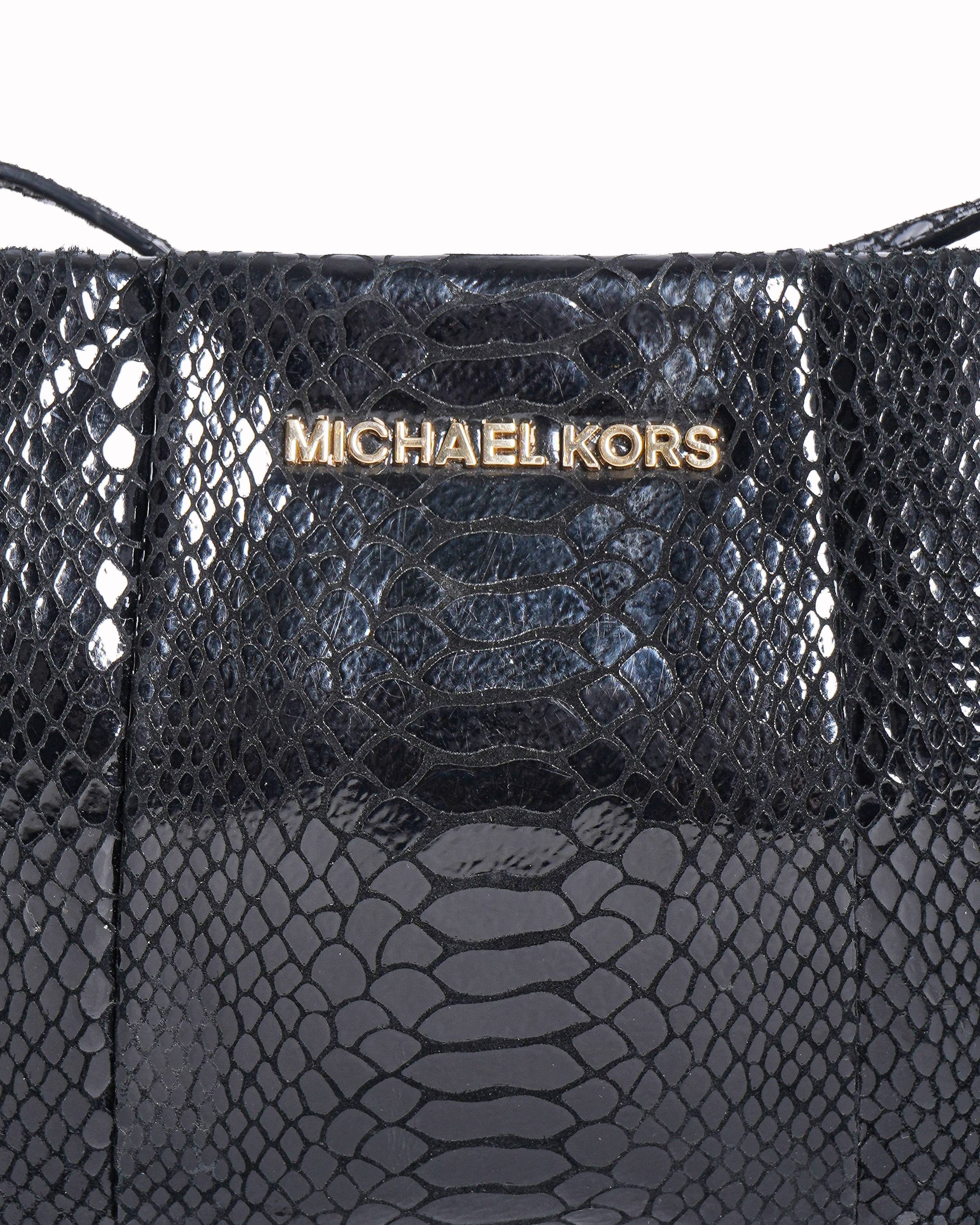 Michael Kors Black Snakeskin Leather Shoulder Bag