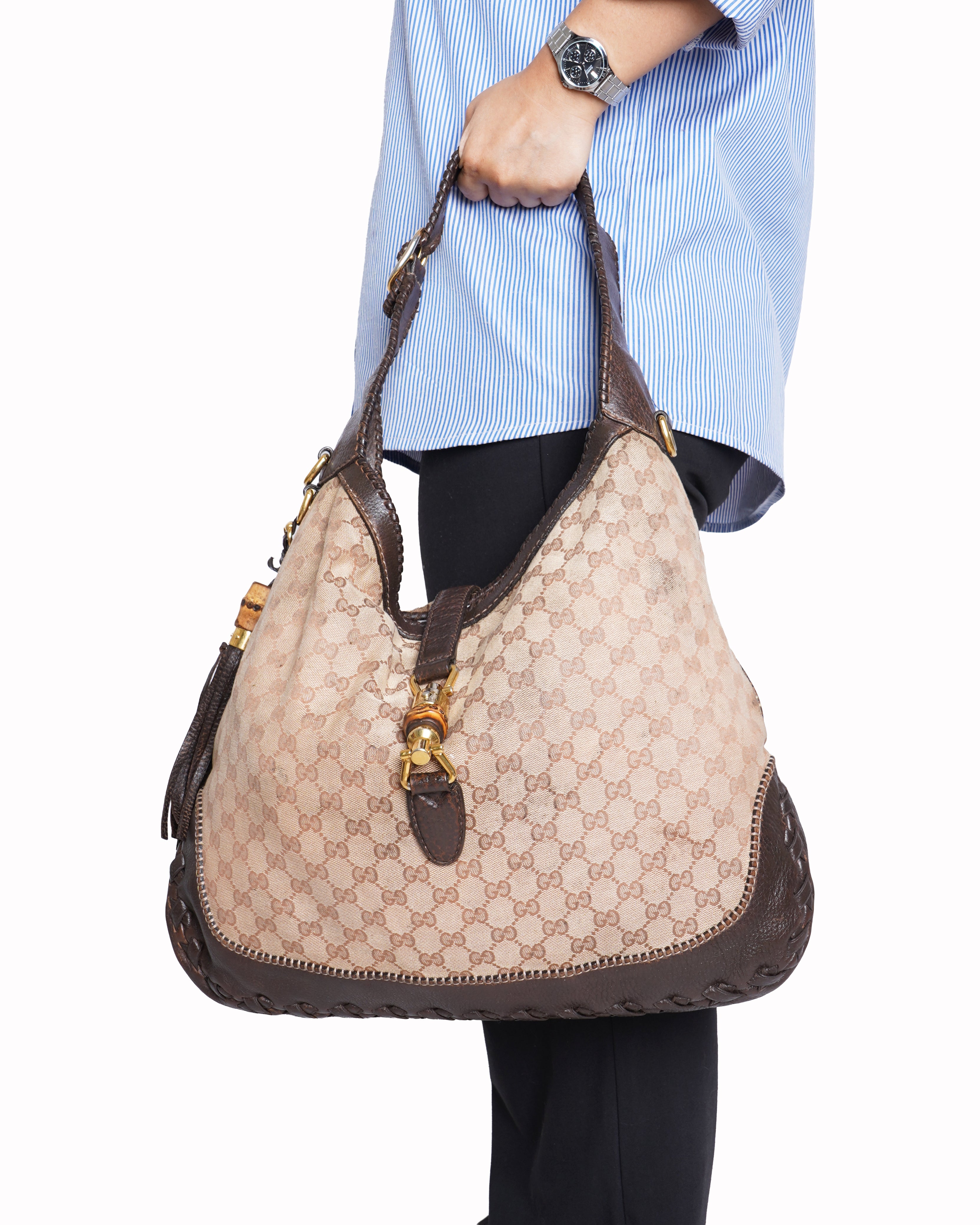 Gucci Brown GG Canvas Jackie Medium Hobo Bag
