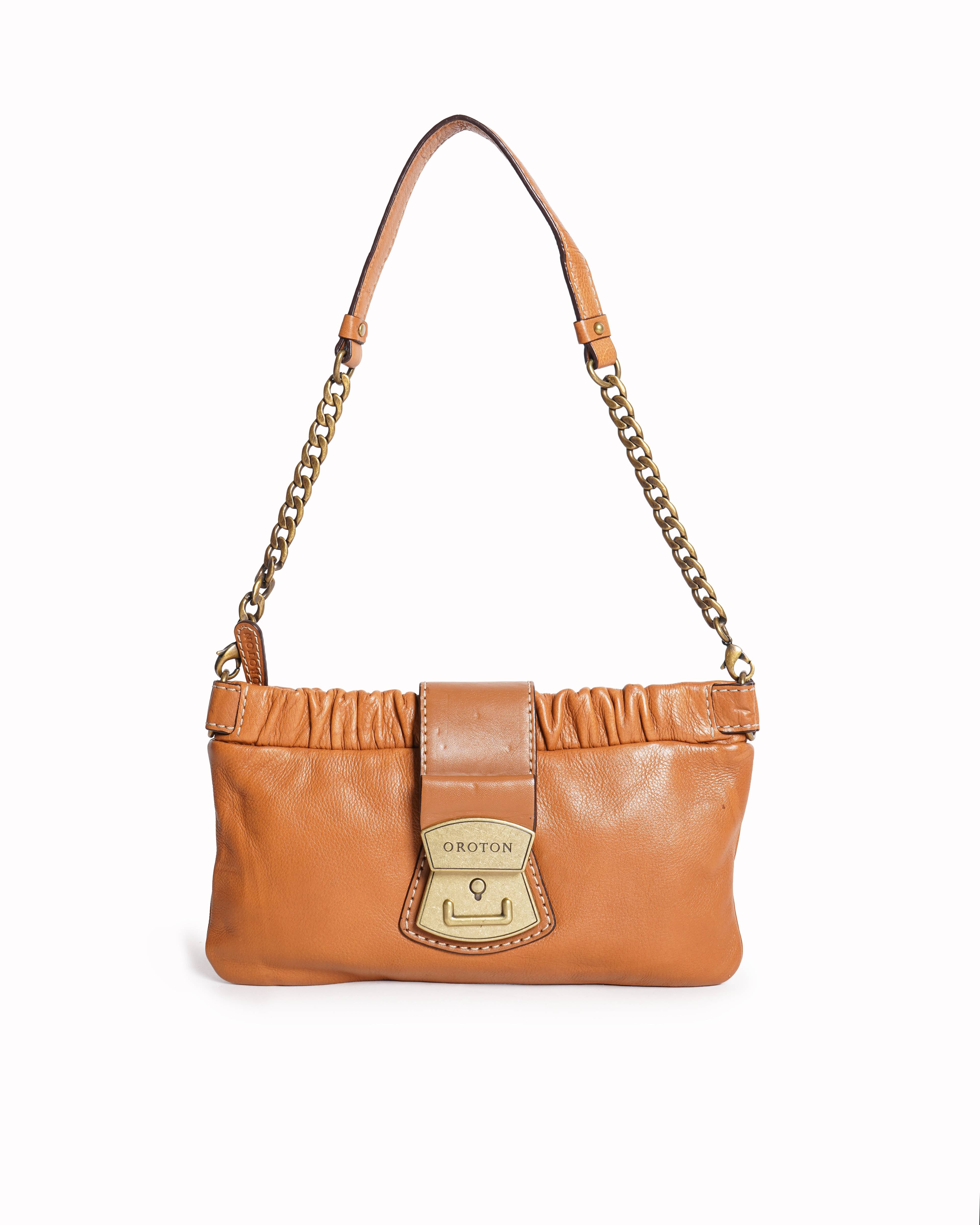 Oroton tan leather clutch Shoulder bag