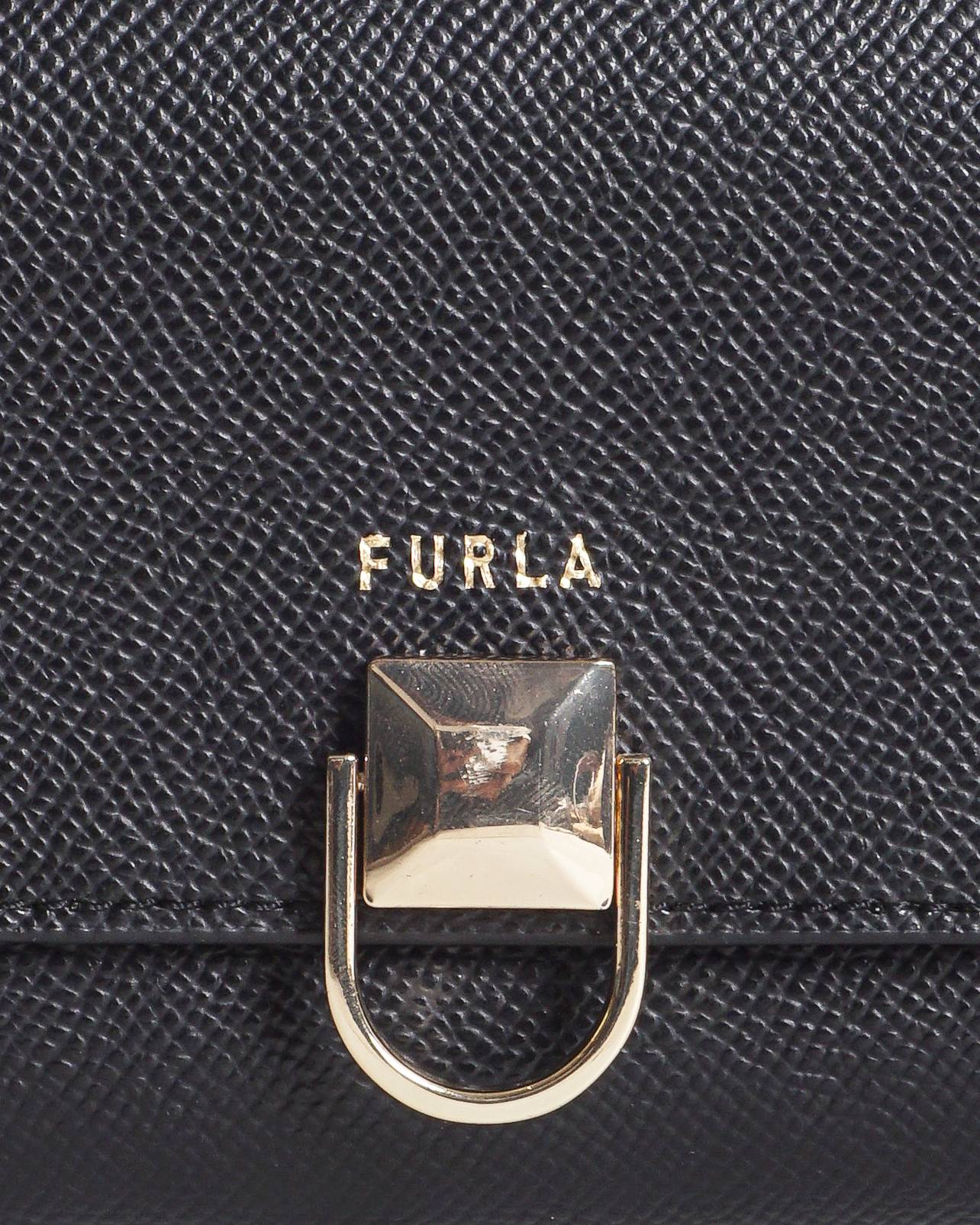 Furla Black Textured Leather Crossbody Bag