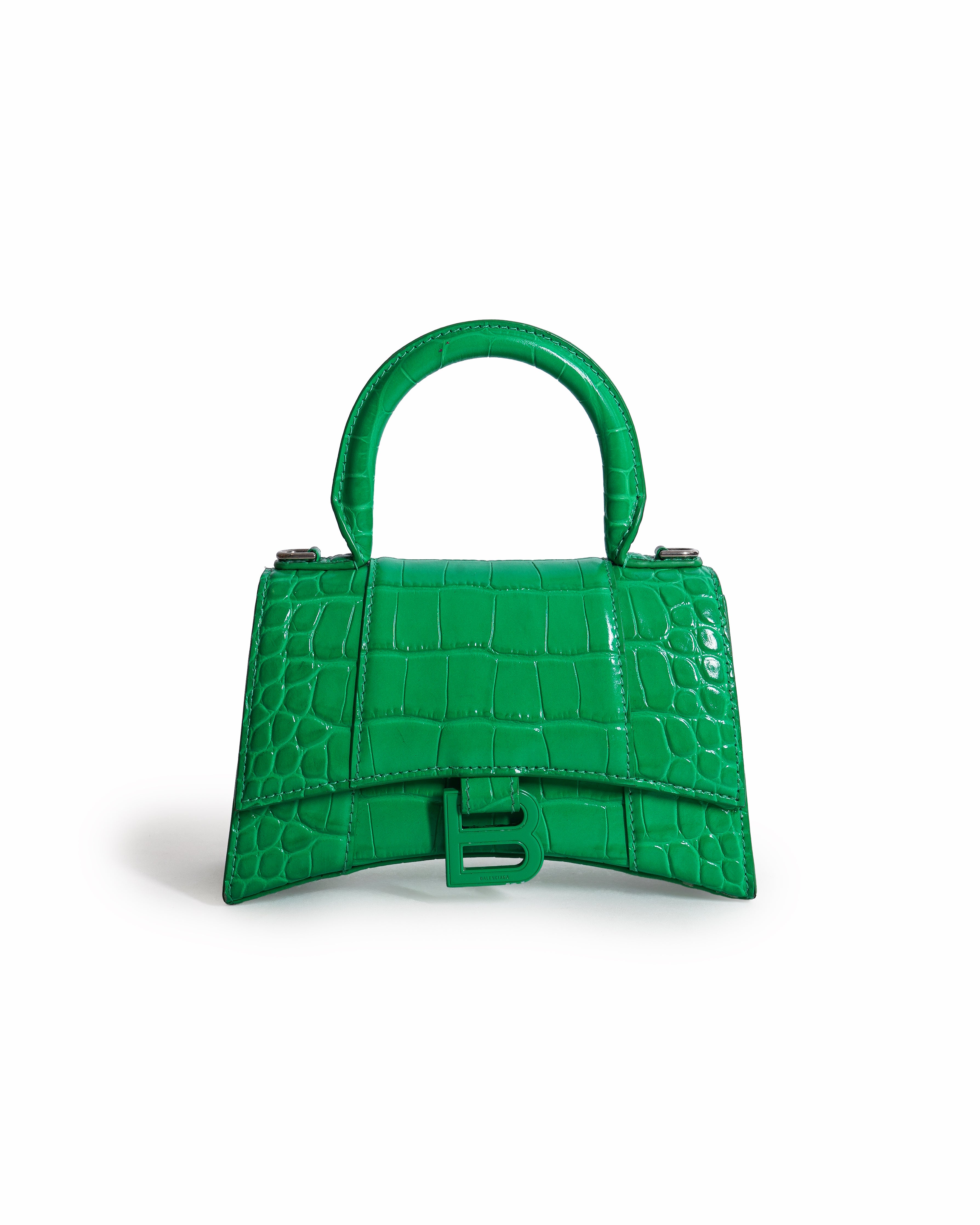 Balenciaga Hourglass XS Croc-Embossed Crossbody Bag