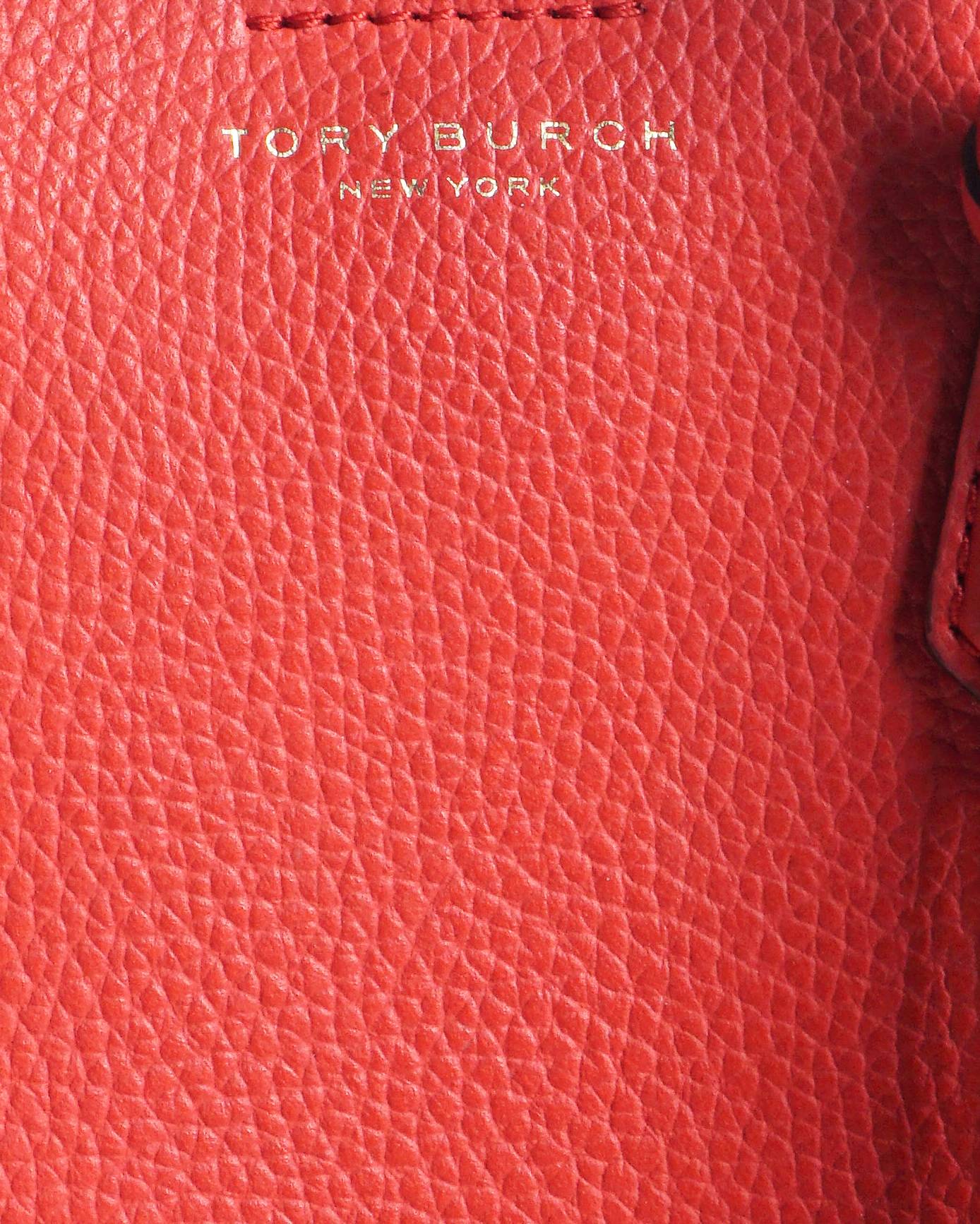 Tory Burch Red Pebbled Leather Perry Mini N/S Crossbody Tote