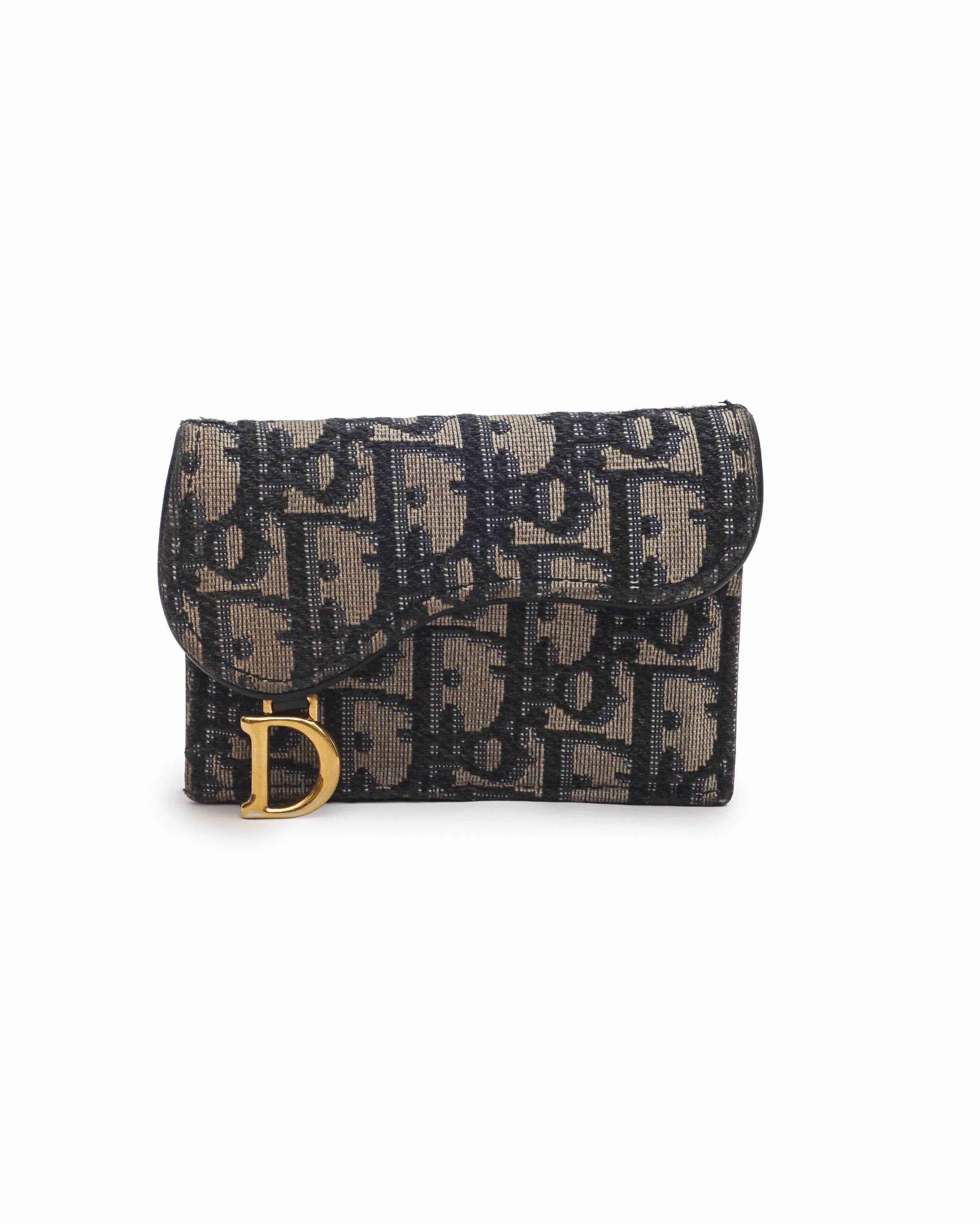 Christian Dior Oblique Jacquard Saddle Flap Card Holder Wallet