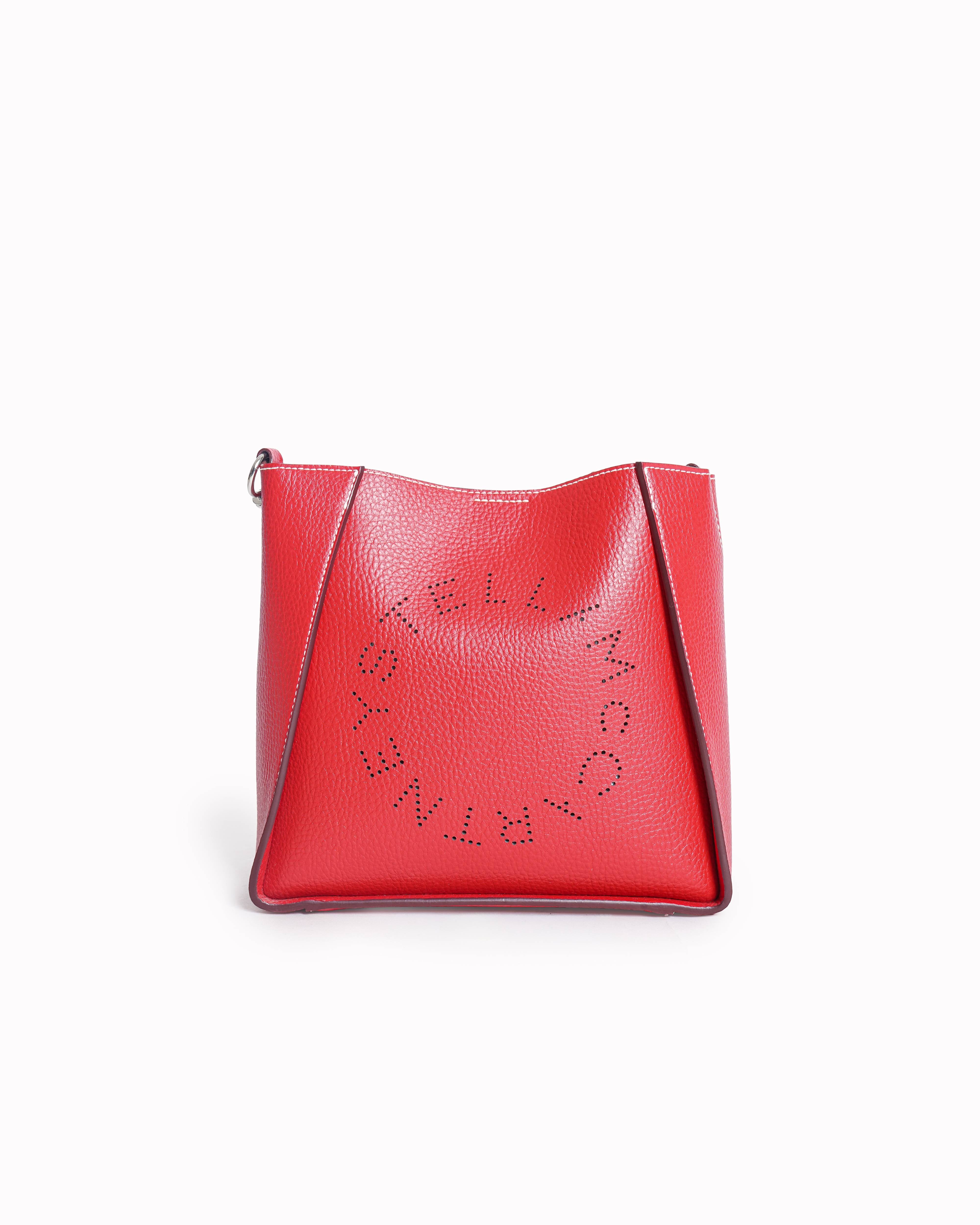 Stella McCartney Logo Embossed Grainy Medium Crossbody Bag