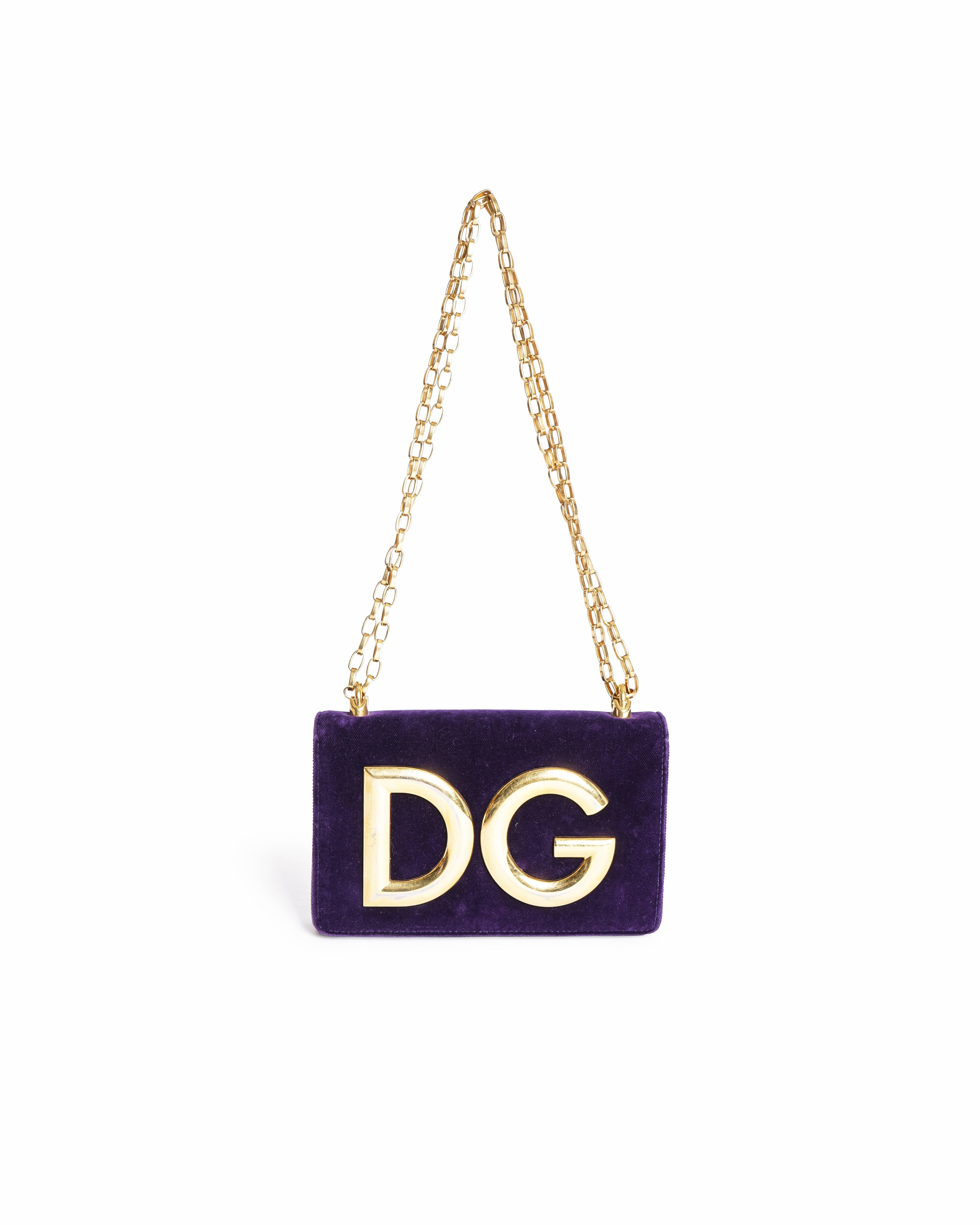 Dolce & Gabbana Velvet Chain-Link Shoulder Bag