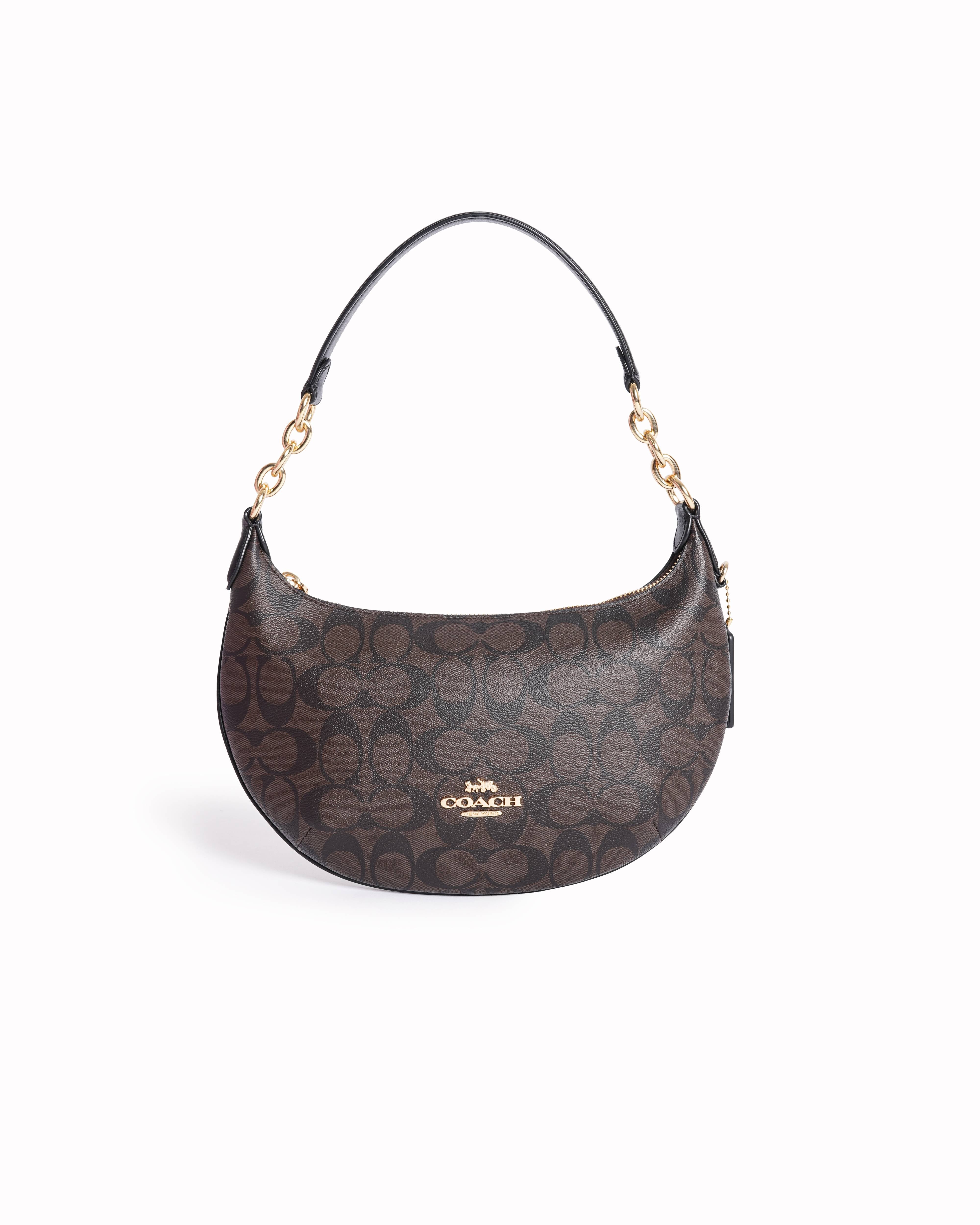 Coach Copper Signature Canvas Aria Medium Shoulder Bag | Authentic