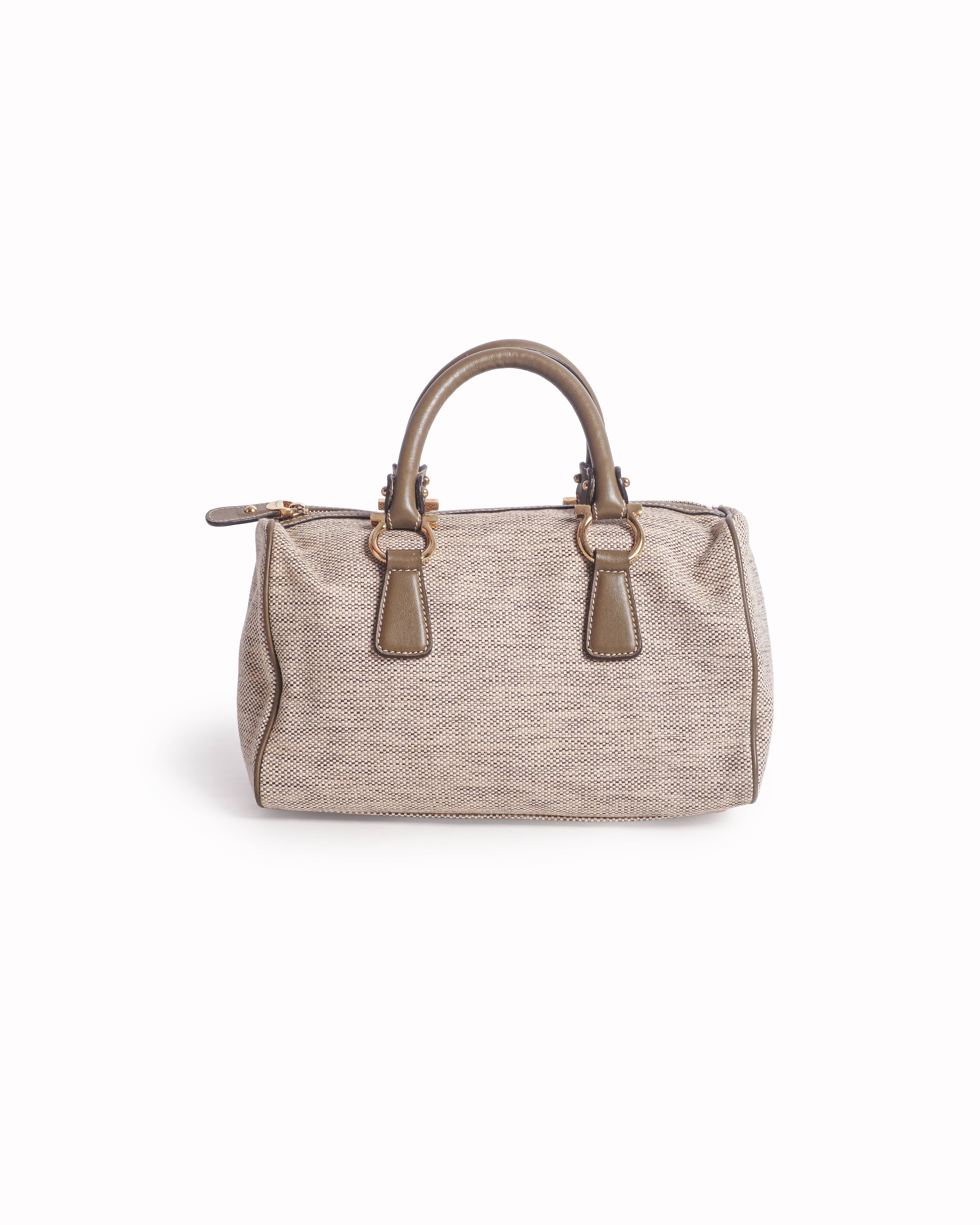 Salvatore Ferragamo Canvas & Leather Gancini Satchel