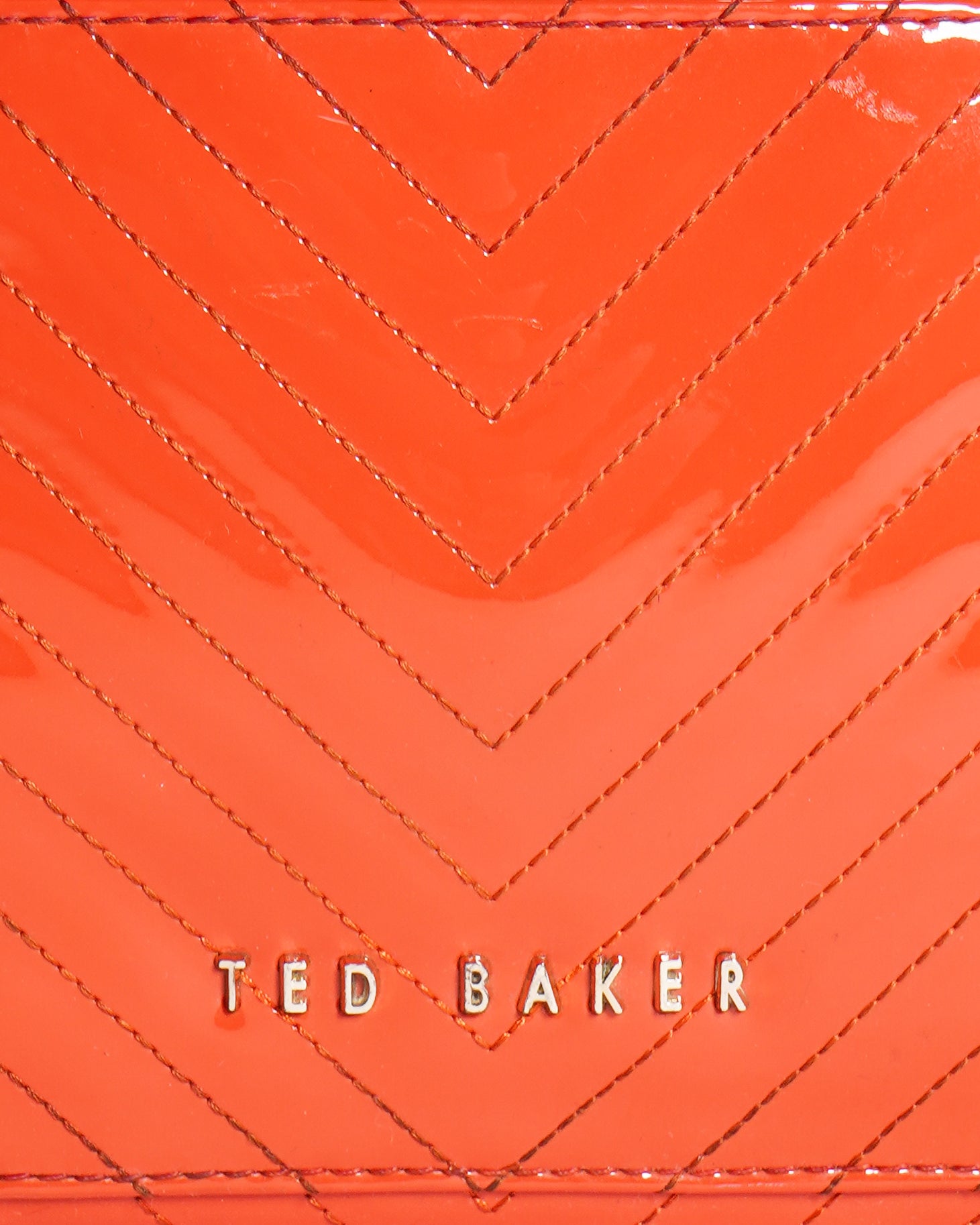 Ted Baker Orange Tote Computer Hand Bag Faux Patent leather