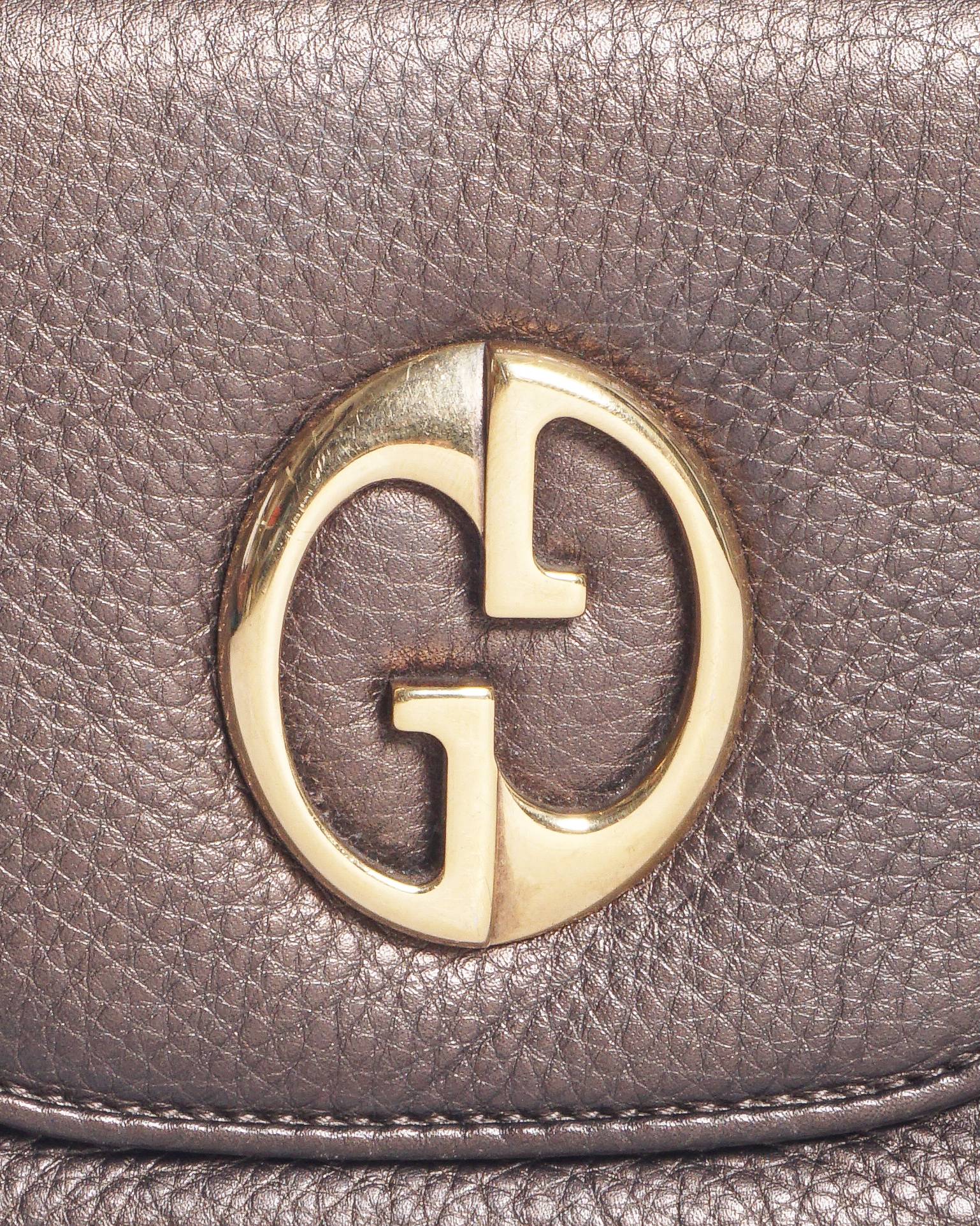 Gucci 1973 Metallic Pebbled Leather Small Chain Crossbody Bag