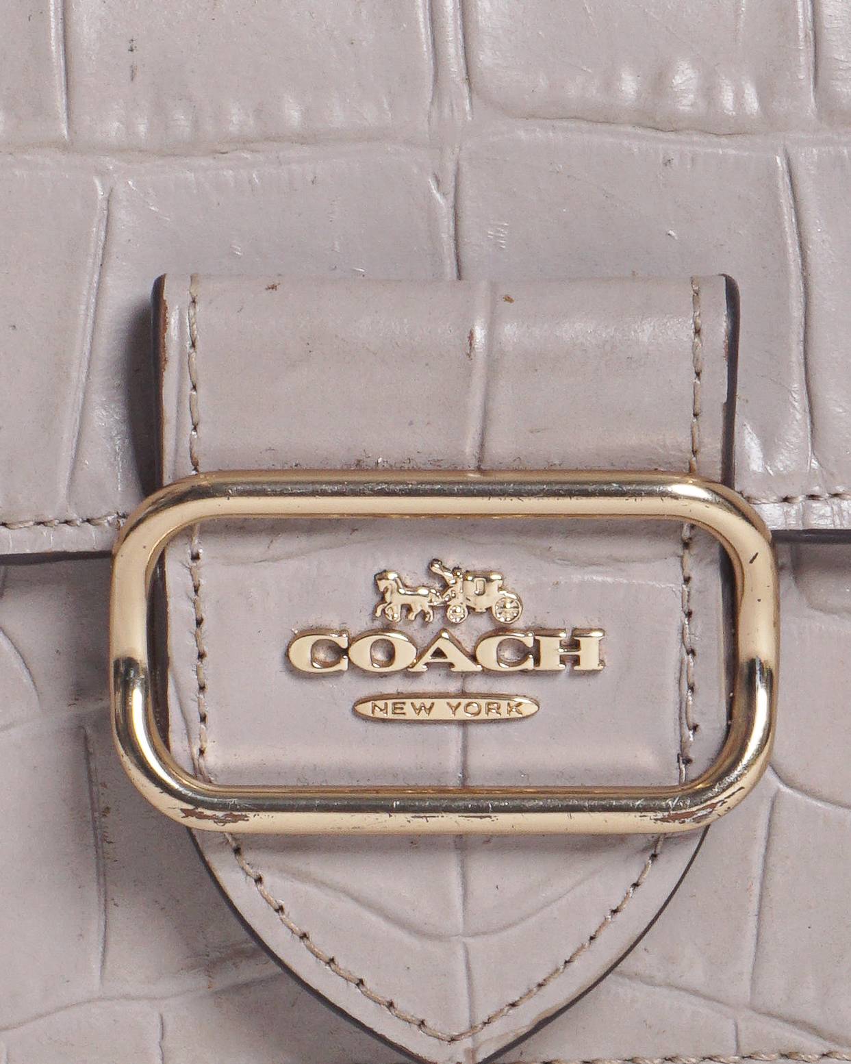 Coach Morgan Grey Croc-Embossed Leather Crossbody Bag