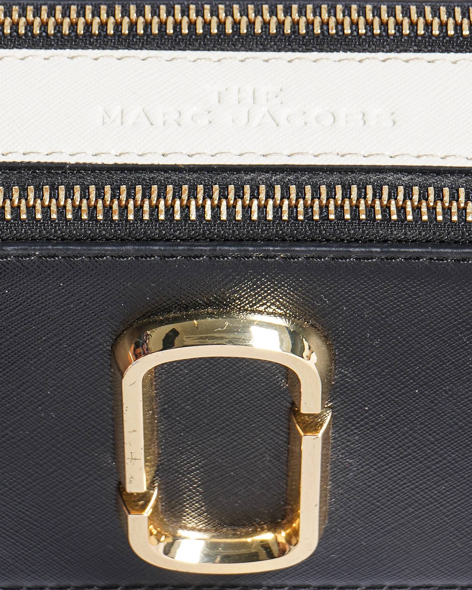 Marc Jacob Black & White Saffiano Leather Snapshot Camera Bag