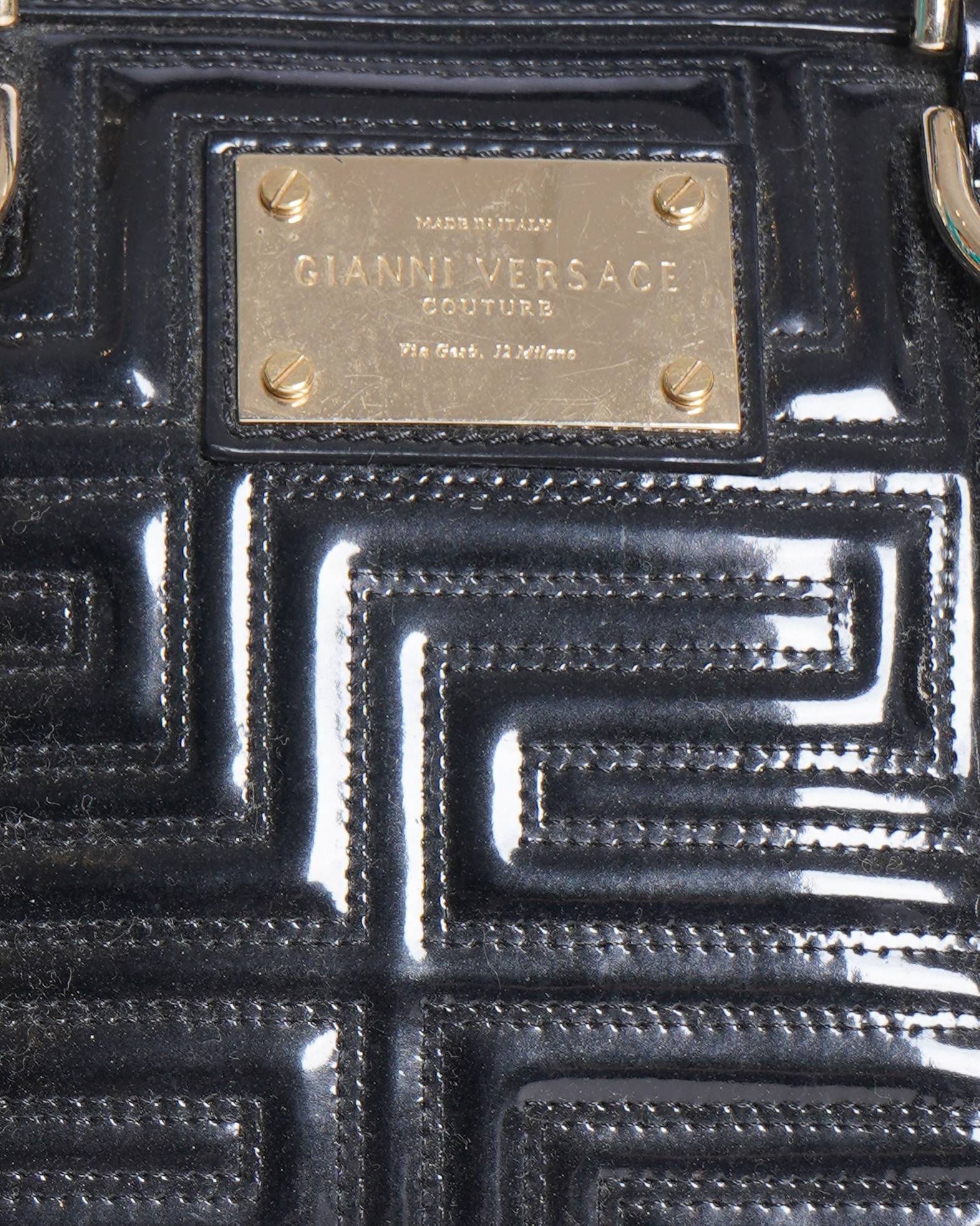 Versace Madonna Quilted Satchel In Patent Leather