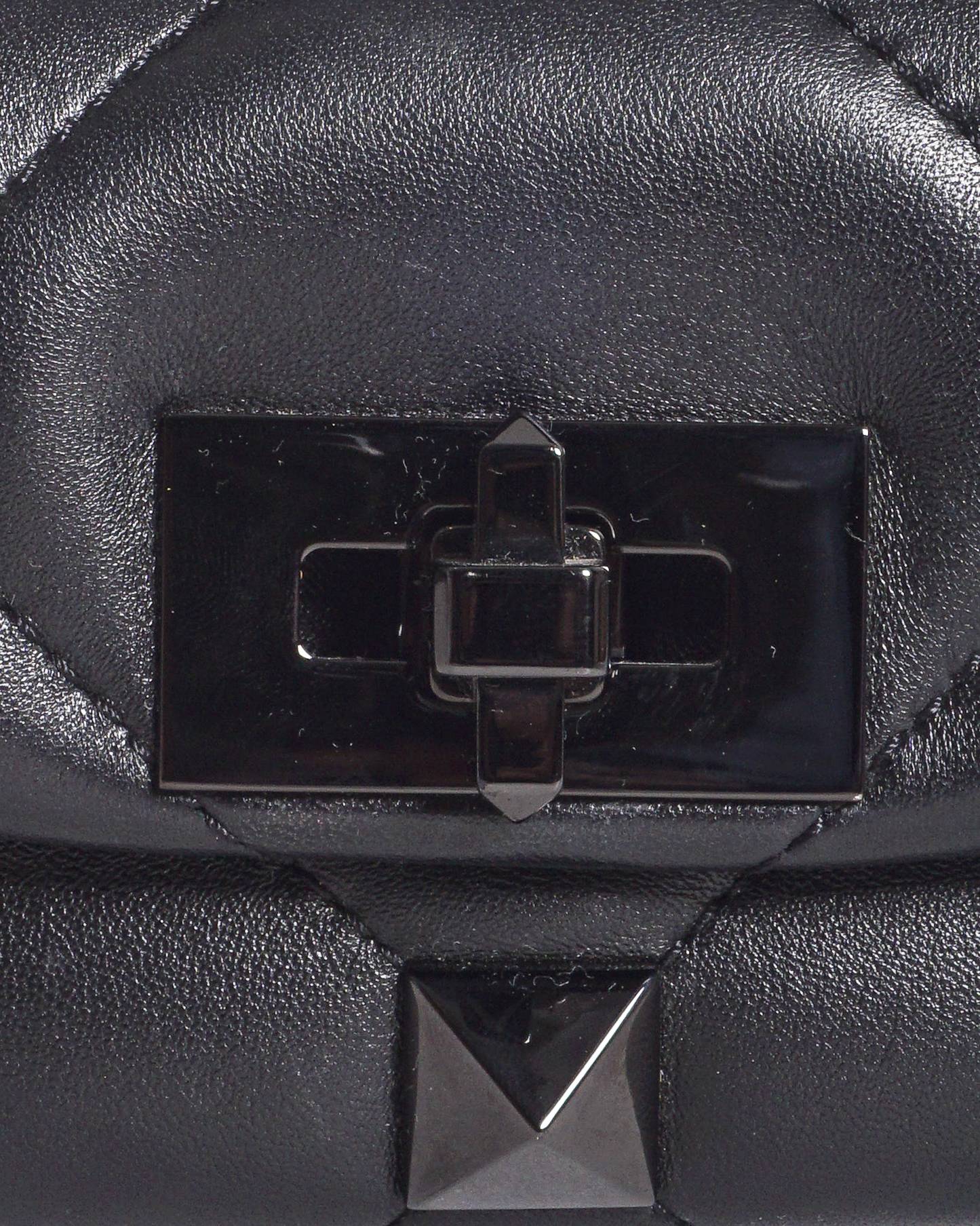 Valentino Garavani Black Nappa Roman Stud Crossbody Bag