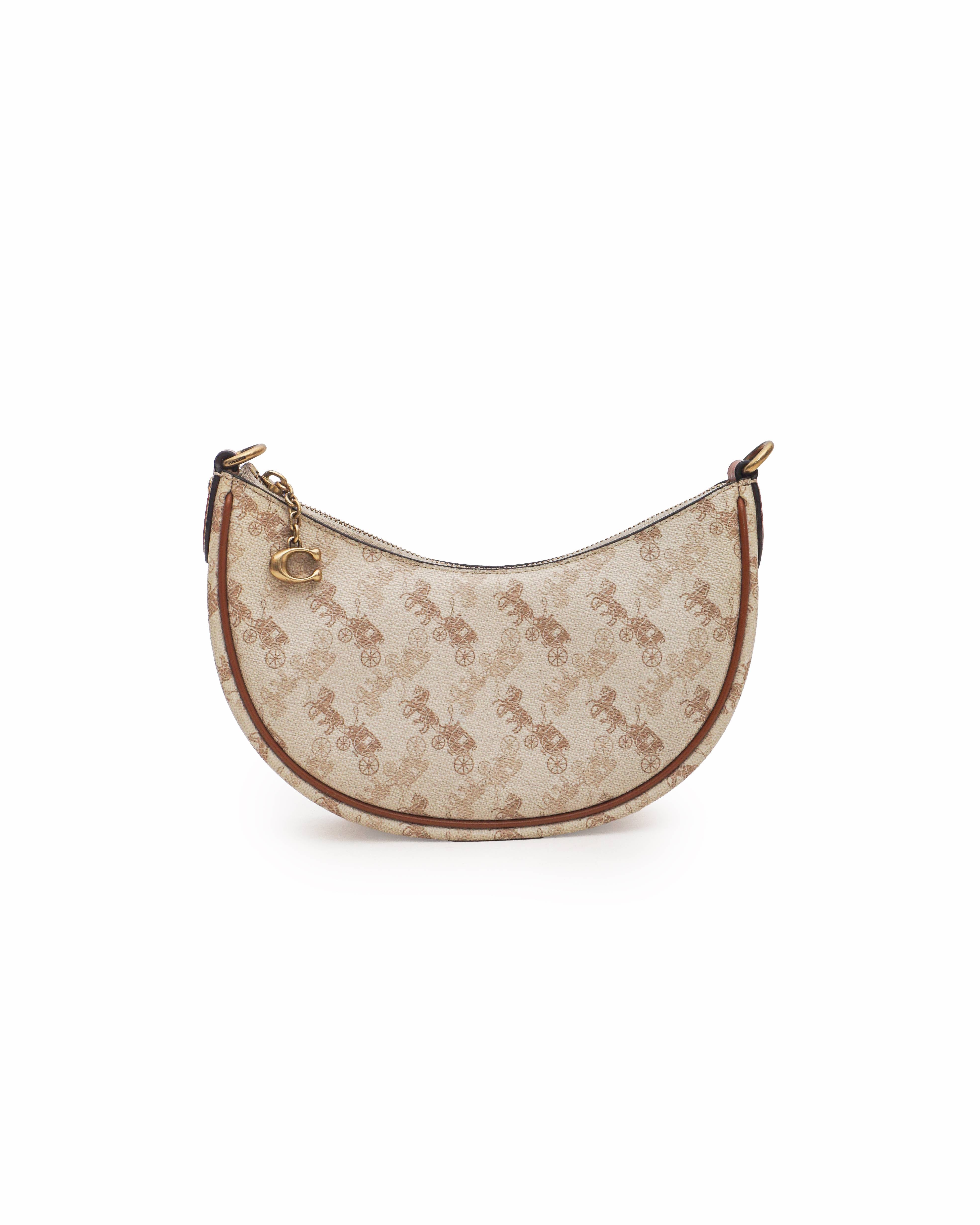 Coach Horse and Carriage Print Canvas Mira Crescent Shoulder Bag