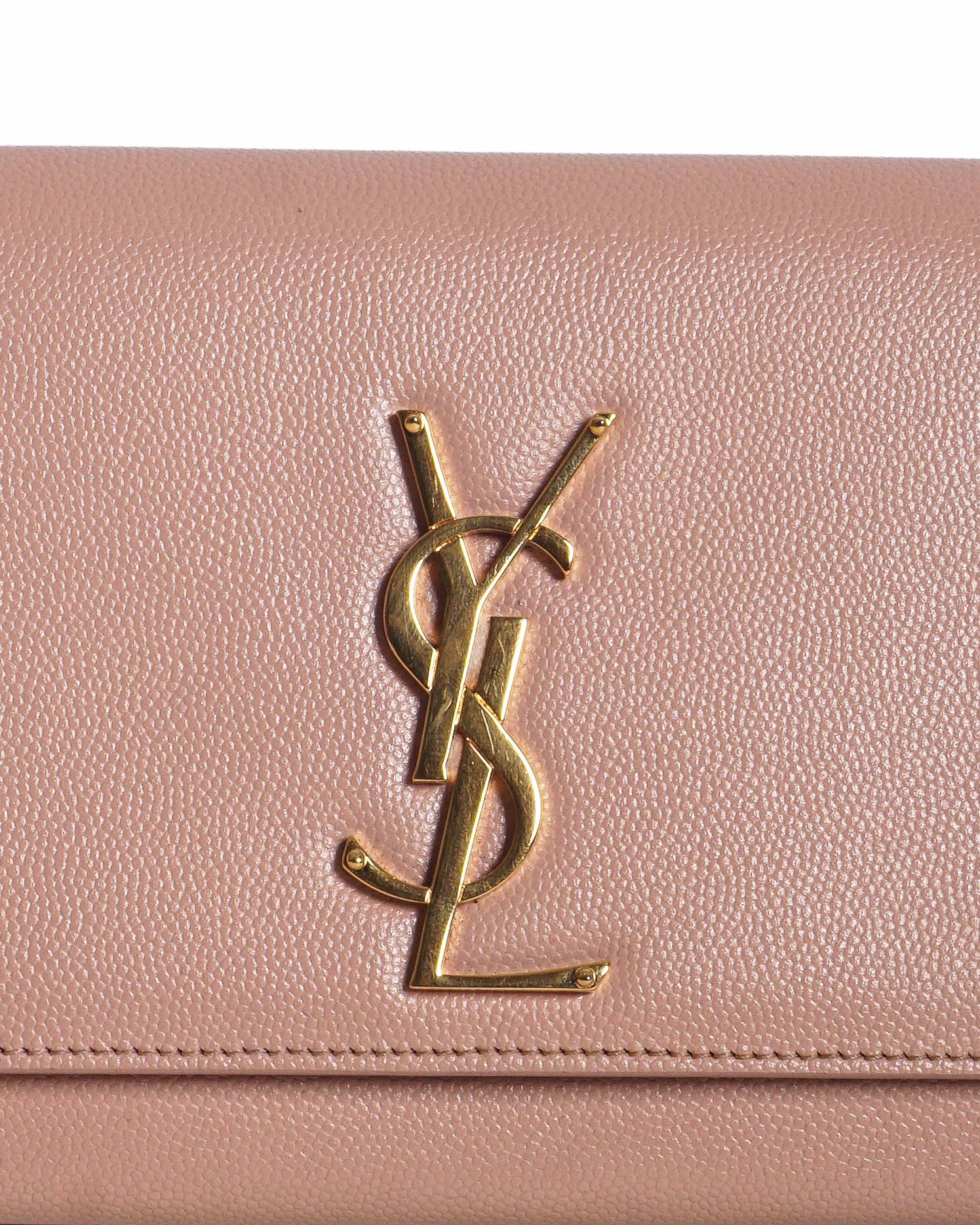 Saint Laurent Light Pink Leather Cassandre Clutch