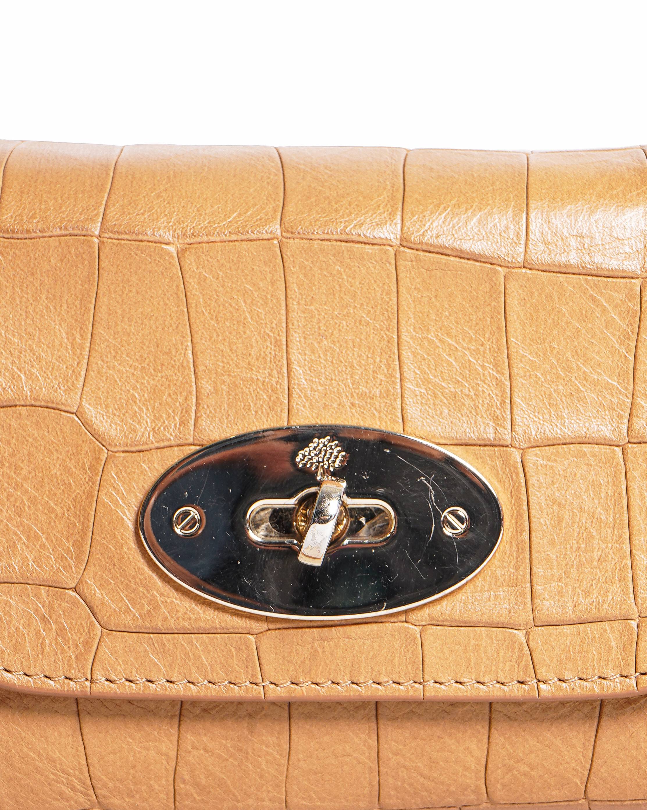 Mulberry mini lily croc- embossed leather crossbody bag