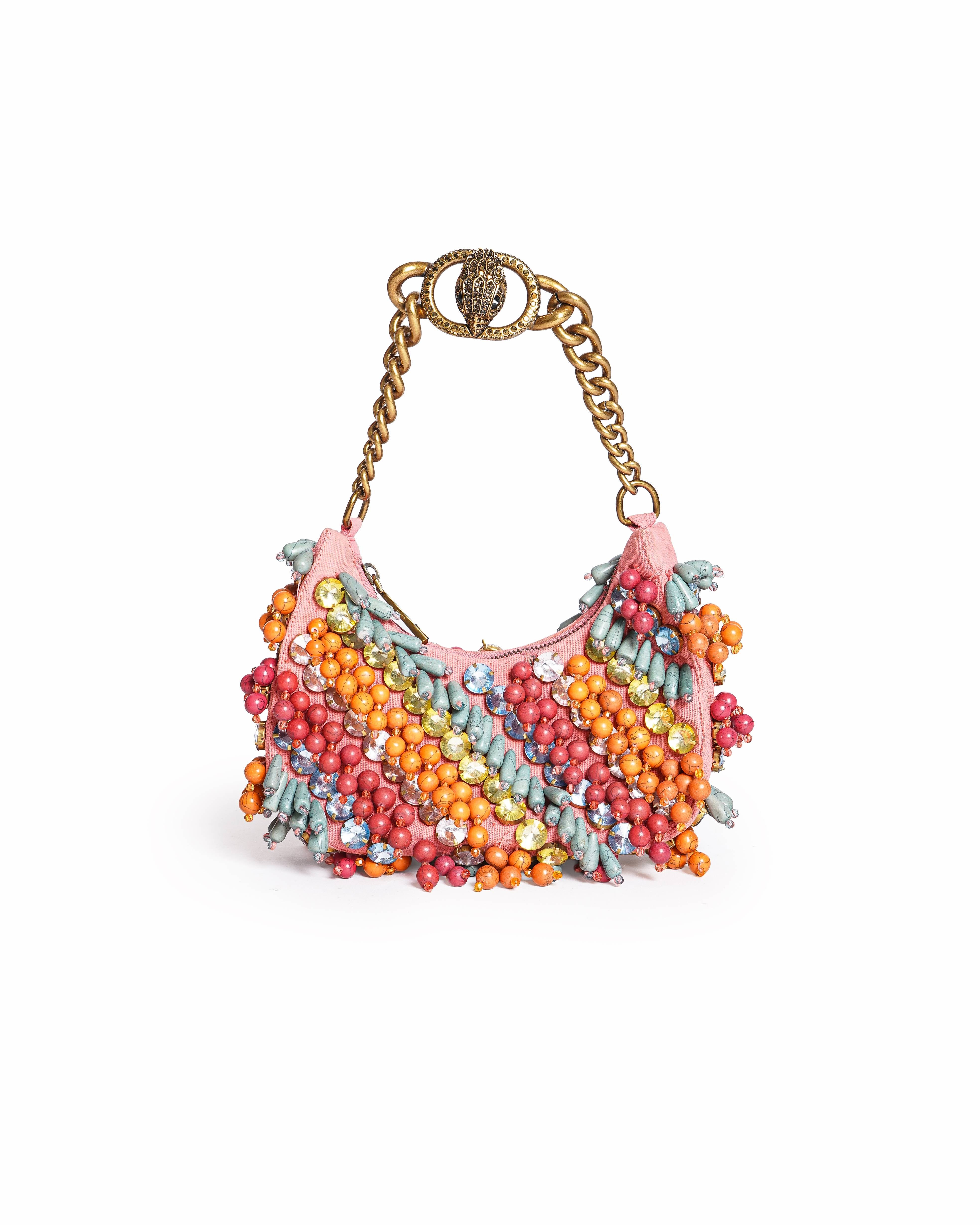 Kurt Geiger Pink Small Chelsea Embellished Hobo Bag