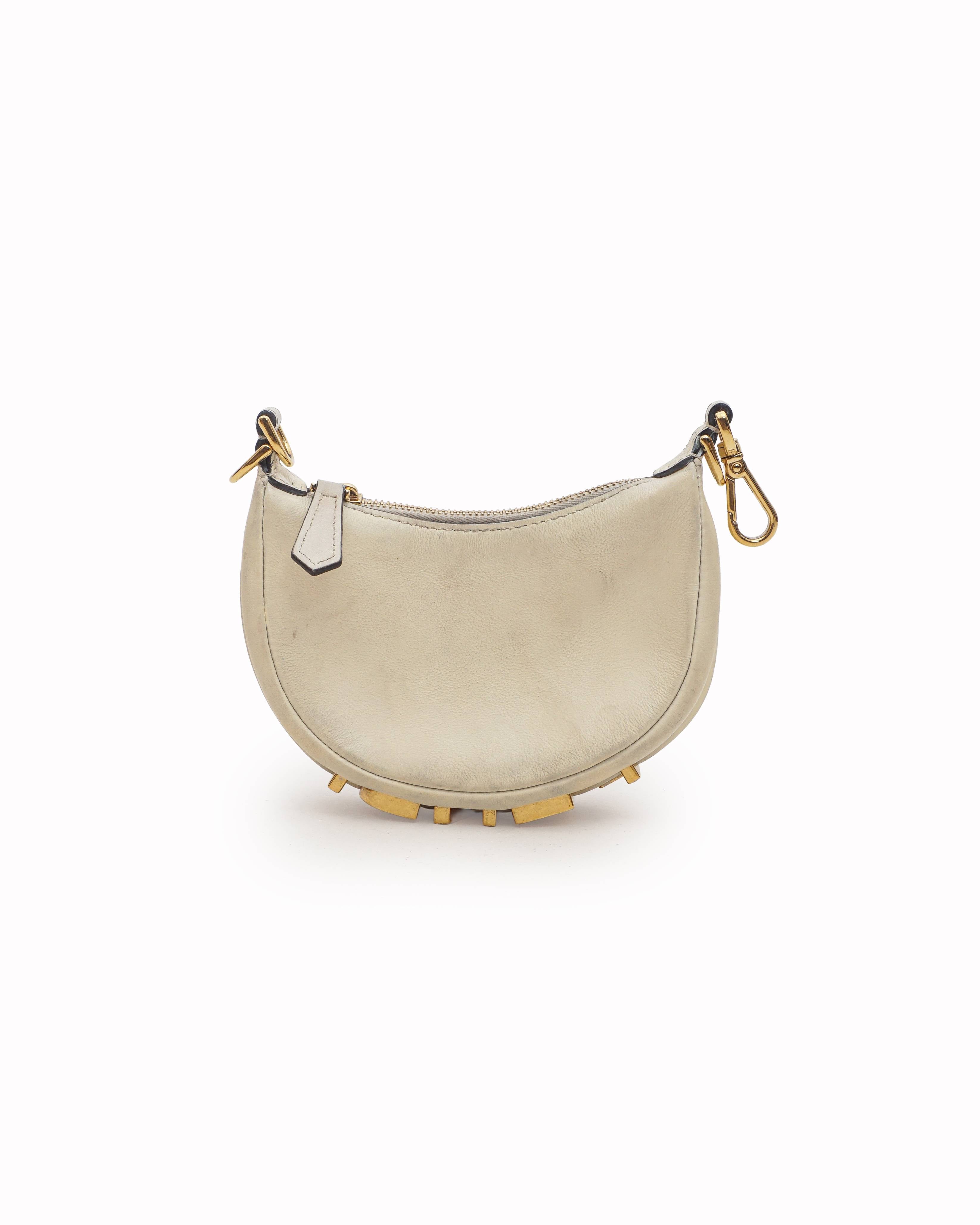 Fendi First Ice White Small Leather Hobo Bag