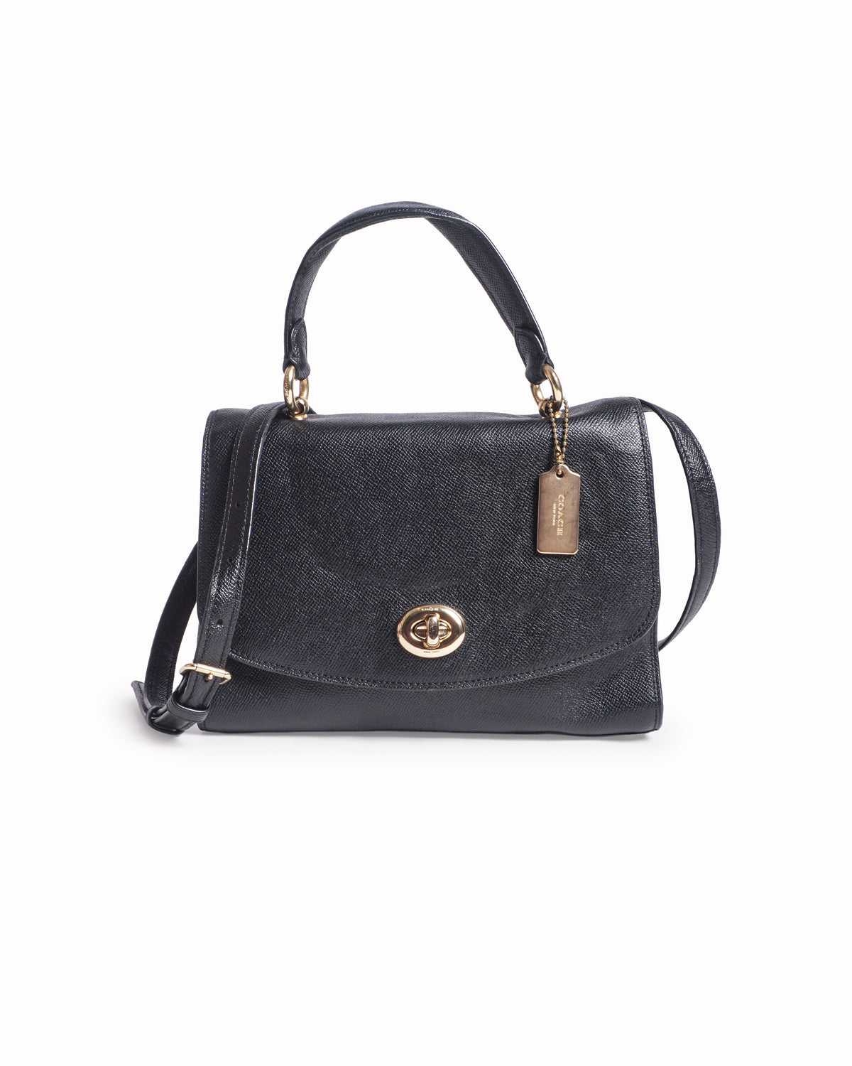 Coach Cassie Black Pebbled Leather Shoulder Bag