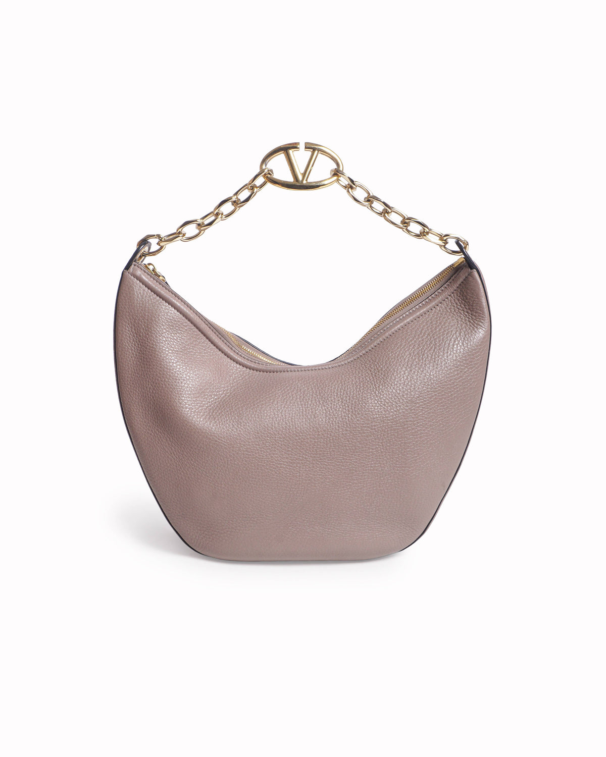 Valentino VLogo Moon Beige Nappa Leather Hobo Bag