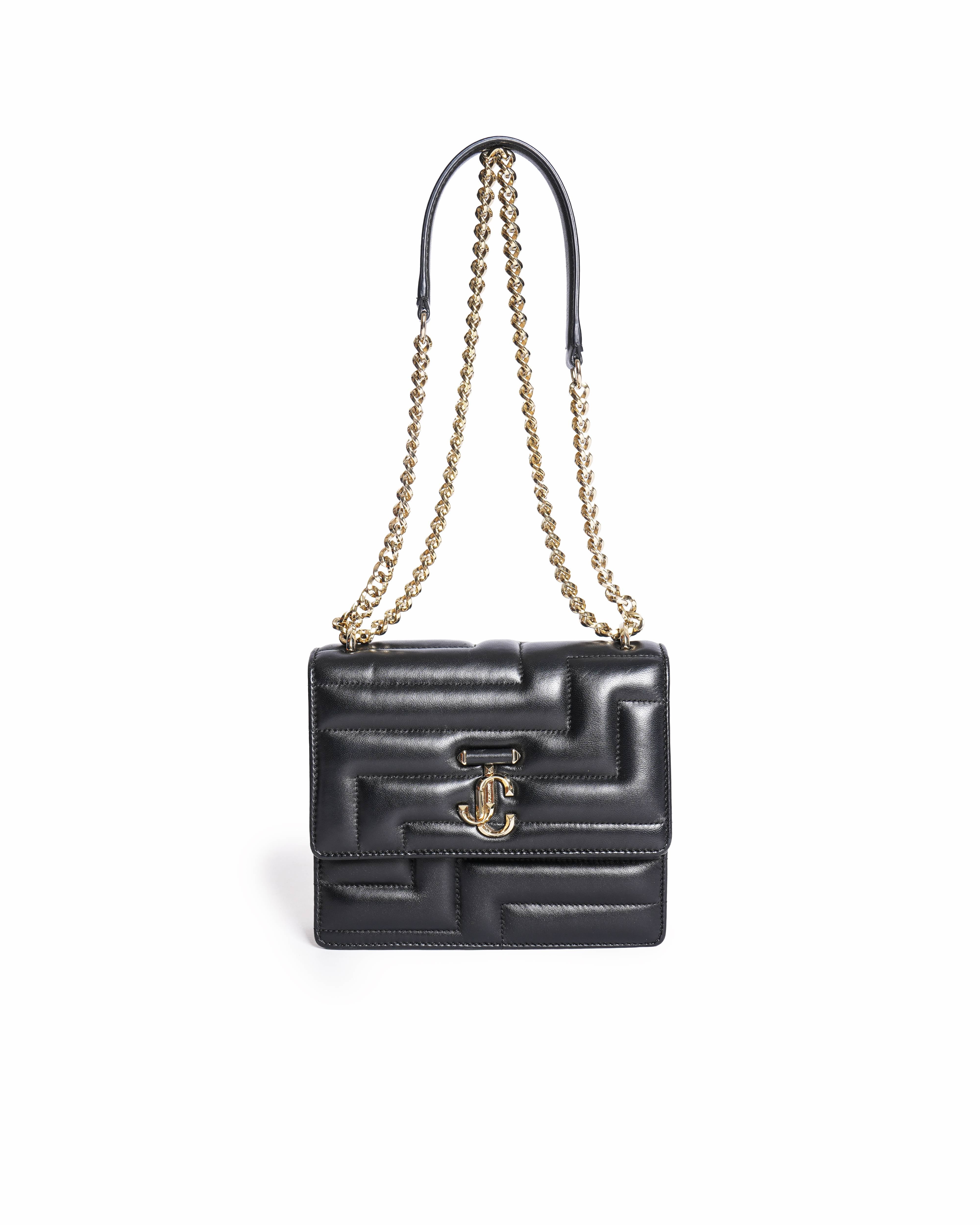 Jimmy choo avenue quad quilted shoulder bag in black