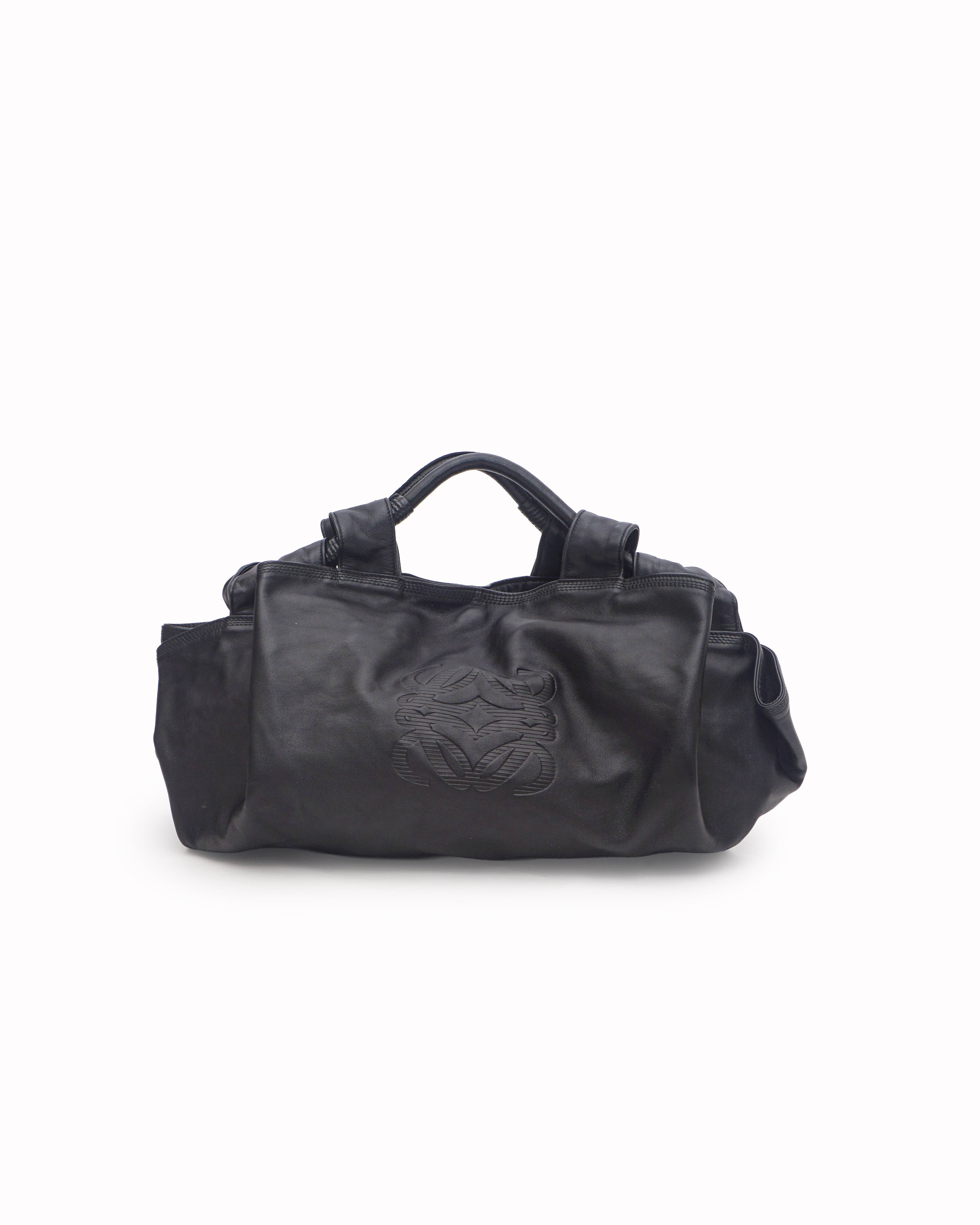 Loewe Black Nappa Leather Embossed Anagram Shoulder Tote Bag