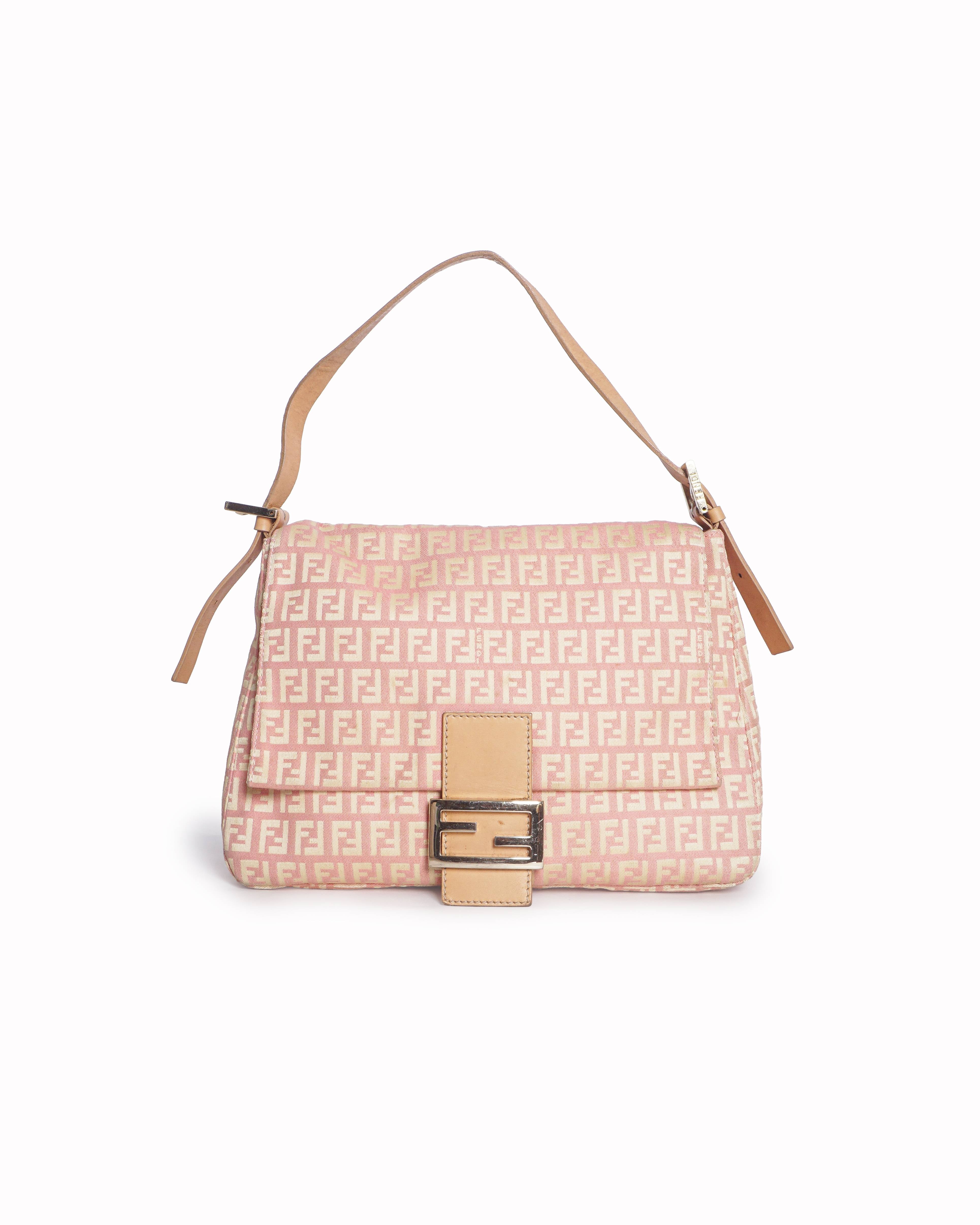 Fendi Vintage Pink Zucca Canvas Mama Baguette Bag